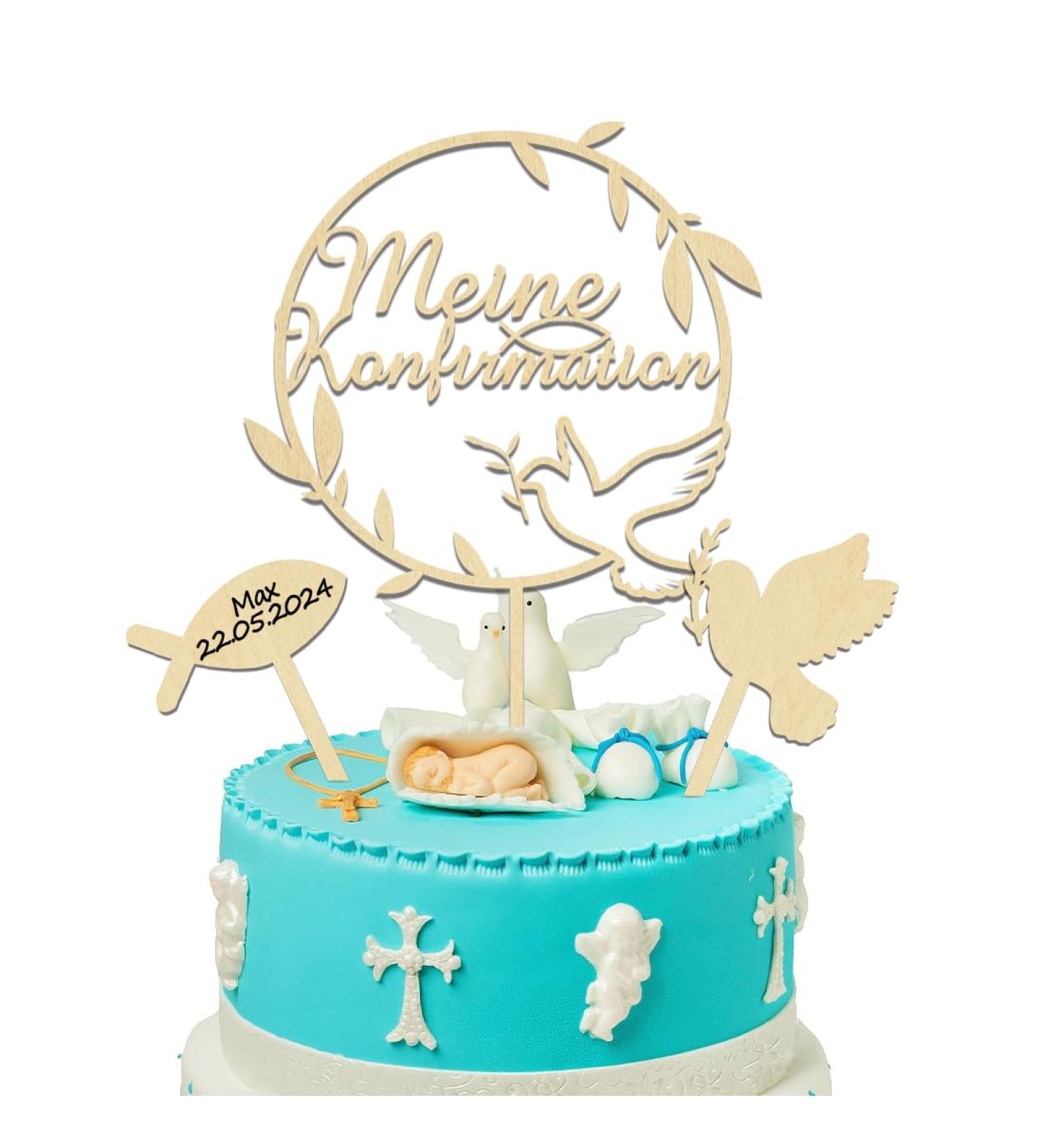 Shop 3PCS Cake Topper Communion | Wood Baptism & Confirmation Decor for Young Girls - Buy Online on GoSupps.com