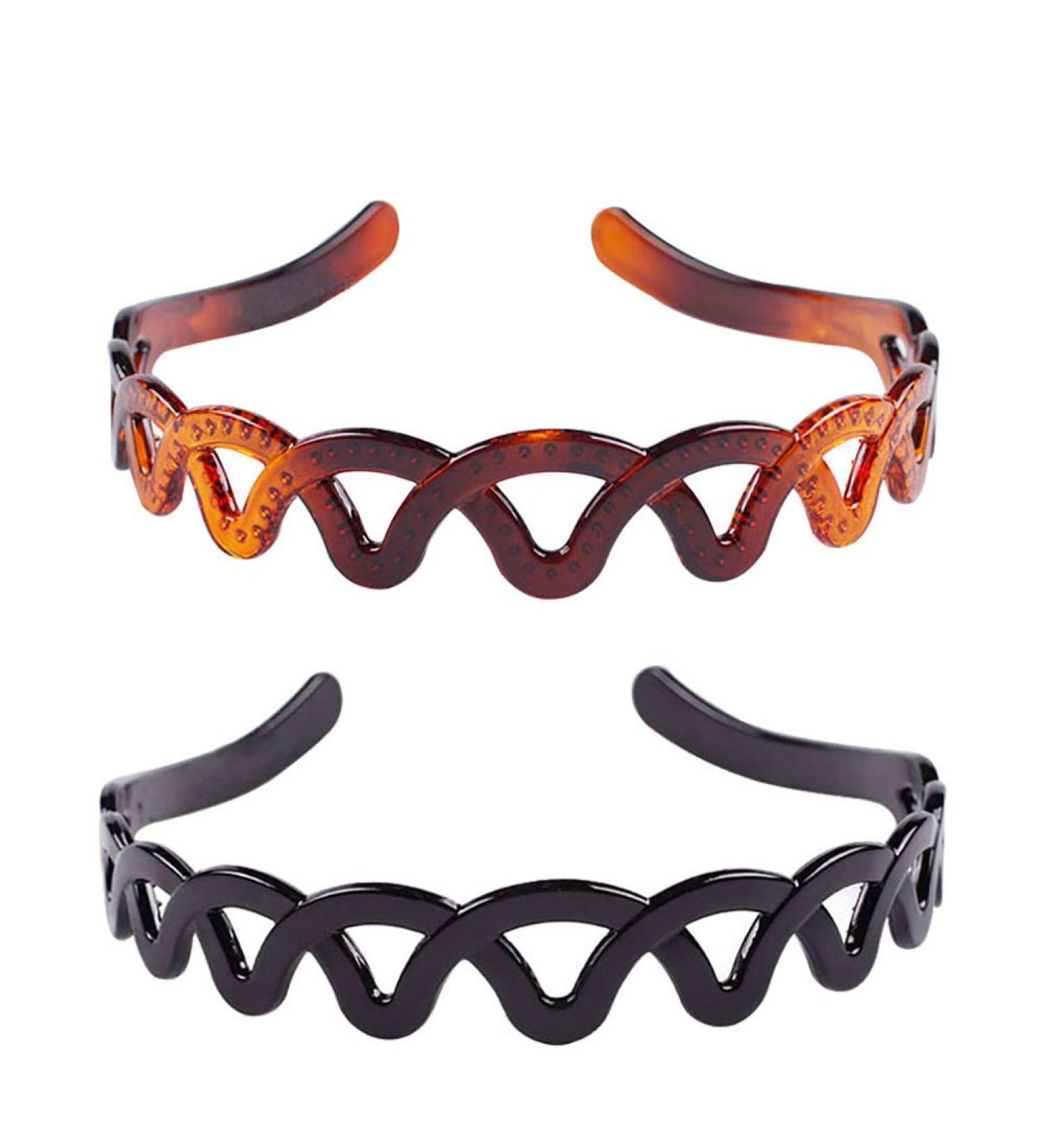 Set of 2 Women Girls Hard Plastic Headband Hair Hoop Black and Brown High-grade Headwear Hairband (Style C#) - Buy Online on GoSupps.com