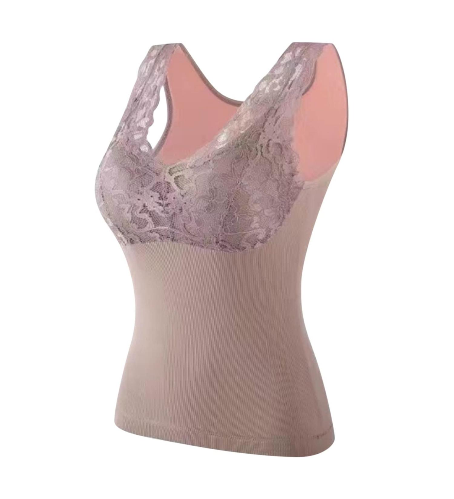 Shop Women's Pink Solid Space V-Neck Padded Vest & Thermal Underwear - Sexy Slim Fashion Outfit for International Shipping - Buy Online on GoSupps.com