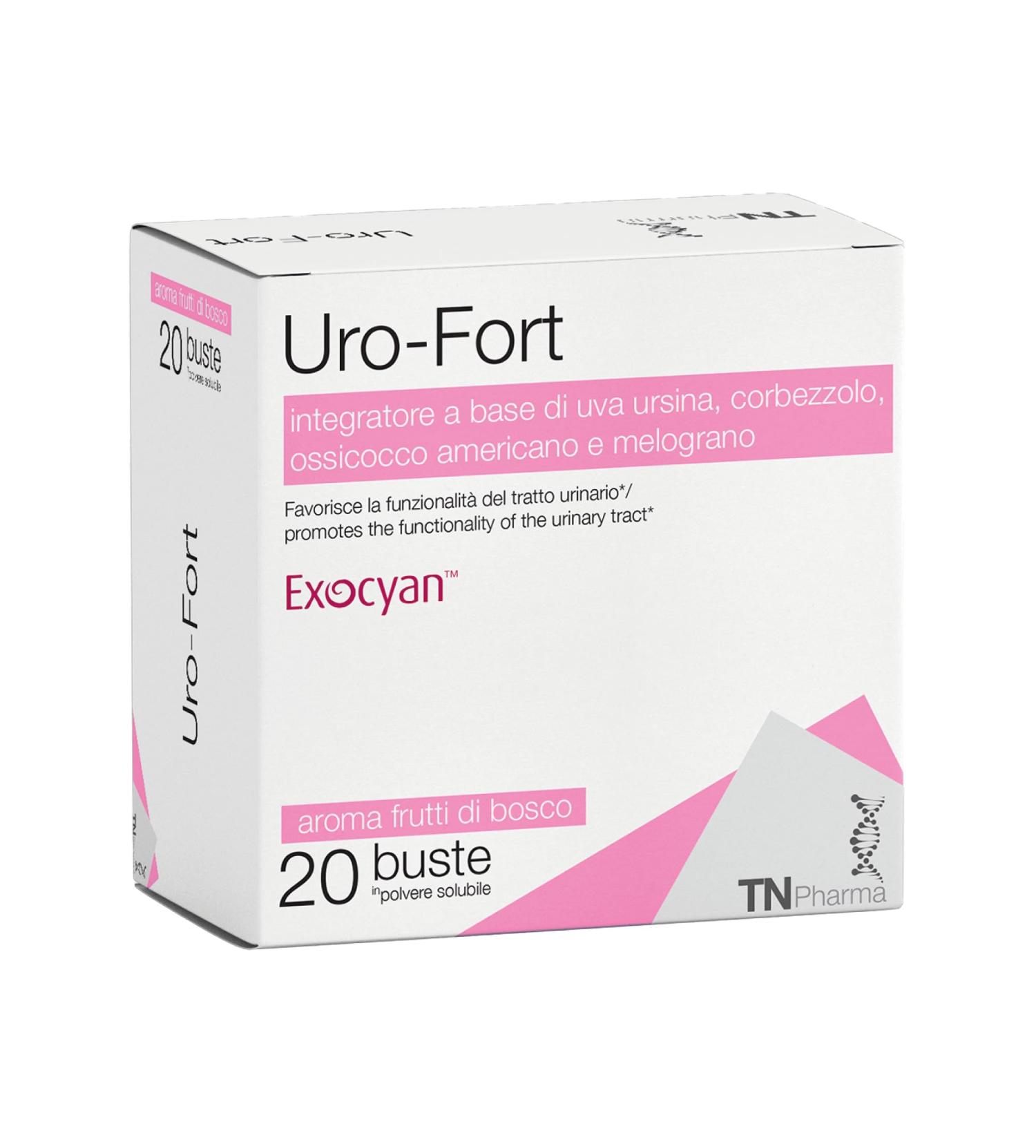 Tn Pharma UroFort 20 sachets Exocyanine Dmannose 3000 mg Ursina grape strawberries pomegranate vegan glutenfree lactosefree