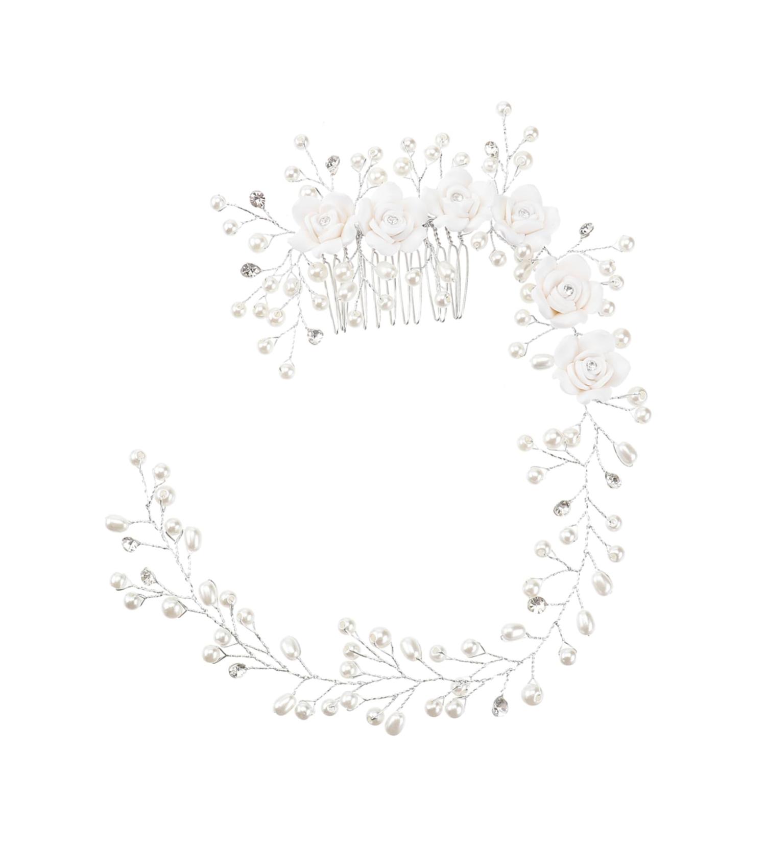 MAGICLULU Pearls Headband Hair Pearls Bridal Hair Accessories Wedding Hair Accessories Turban Headband Hair Tie Head Scarf Headband Pearls Flowers Hair Comb White Miss Headgear - Buy Online on GoSupps.com