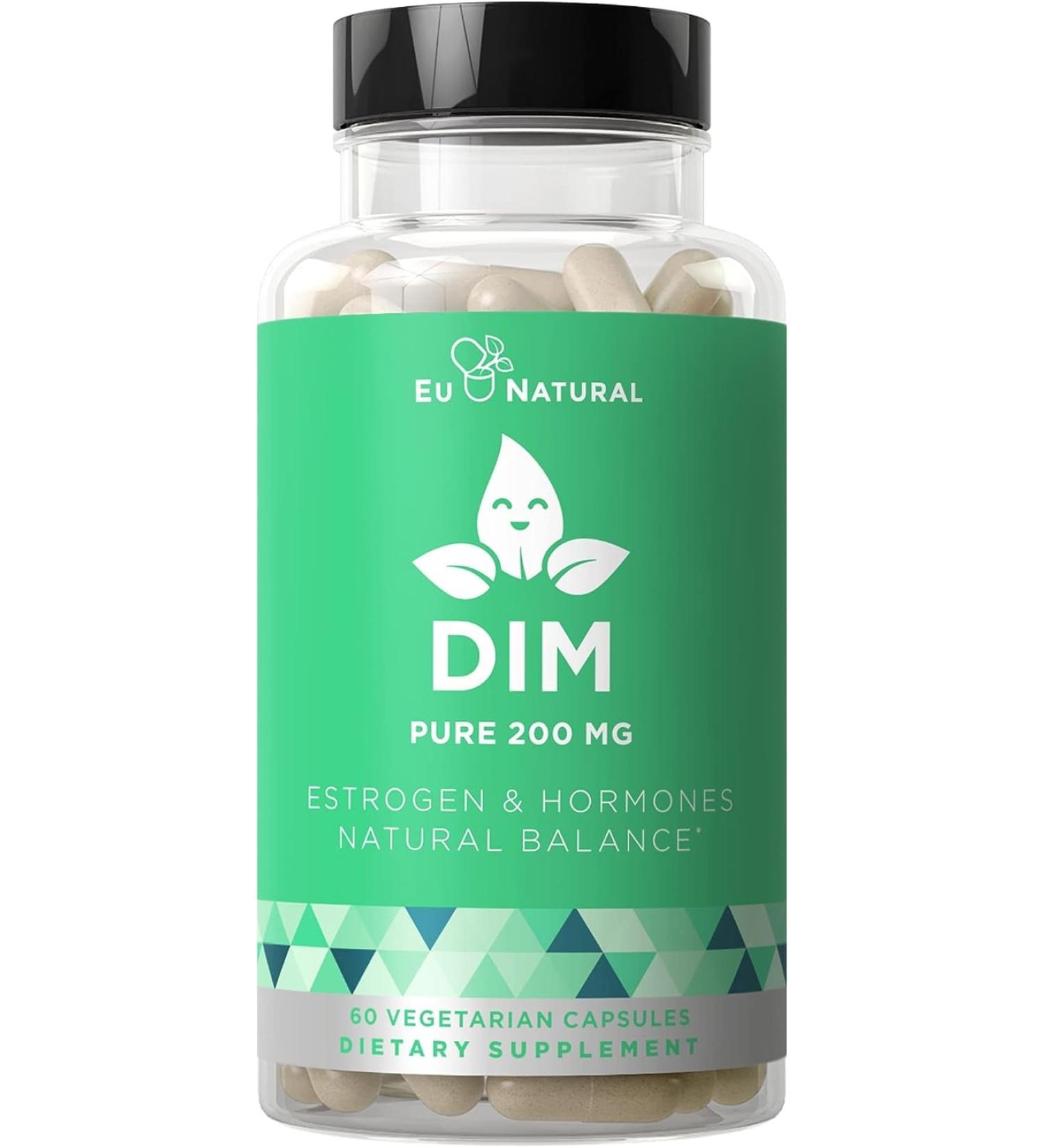 DIM Supplement 200mg for Energy, Stress Relief, Estrogen Balance & Menopause Support - 60 Vegetarian Capsules - Buy Online on GoSupps.com
