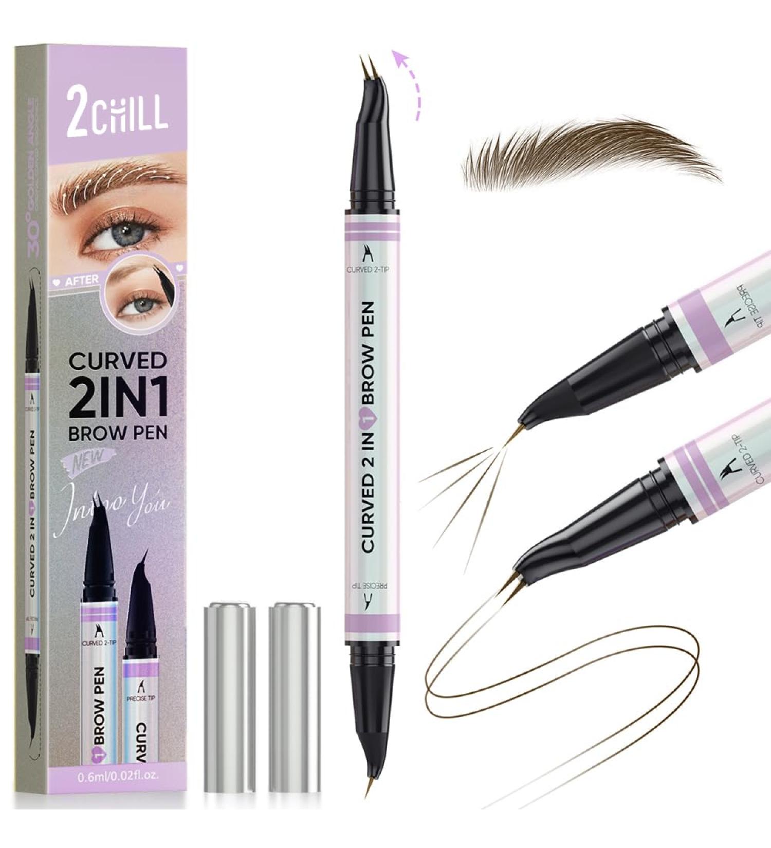 2CHILL 30 Curved Eyebrow Pencil Magic 2 in 1 Eyebrow Pen Pro Waterproof Eyebrow Pen with 2 Tips Vivid Microblading Eyebrow Pencils For Women Lasts All Day 03 Dark Brown - Buy Online on GoSupps.com