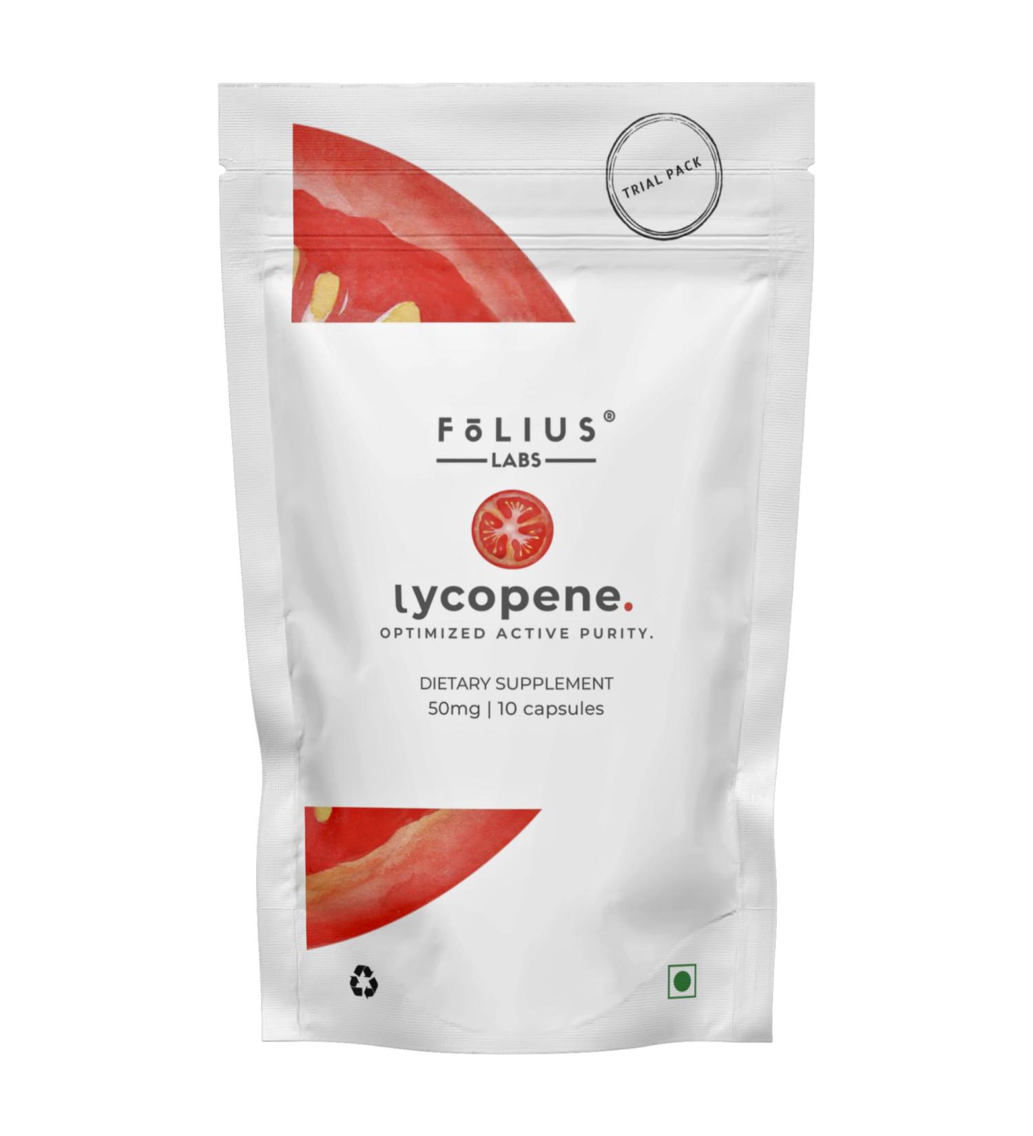 FOLIUS LABS Lycopene 50mg Natural Carotenoid Antioxidant Supplement from Tomatoes Standardized Extract for Heart Prostate & Skin Health Non-GMO (Trial Pack)