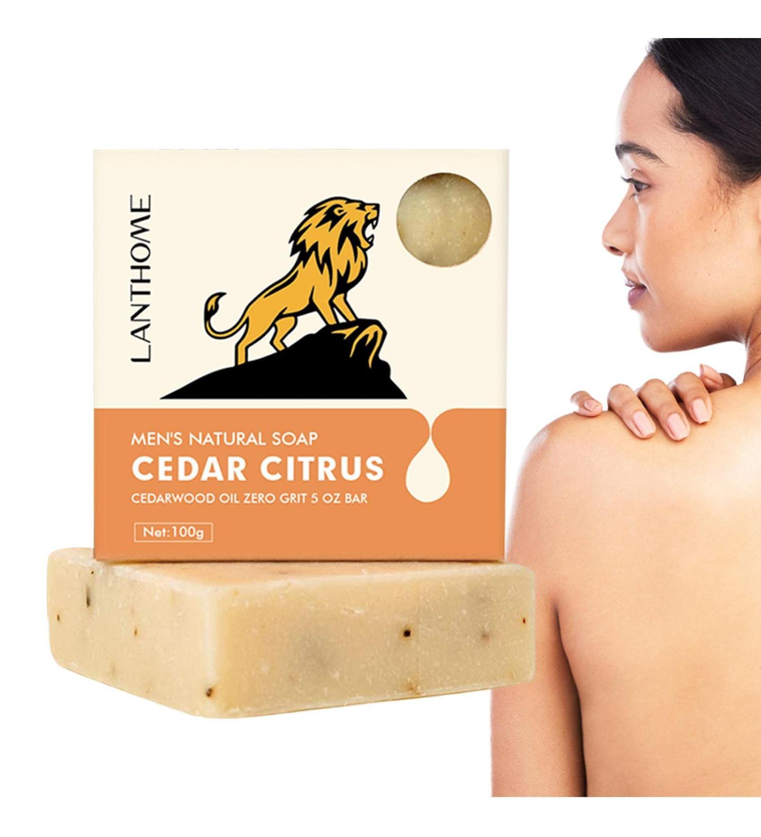  Lambo Natural Cedar Soap - Cedar Body Cleansing Soap - 100g Soap Moisturizing Soap For Softer Skin Beauty Sensitive Skin Lambo - Buy Online on GoSupps.com