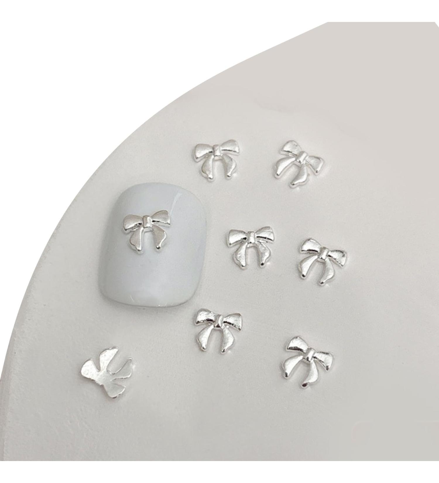 3D Metal Nail Nail Embellishments 20pcs Bowknot Nail Decorations For Individual Styles Nail Embellishments 07 silver - Buy Online on GoSupps.com
