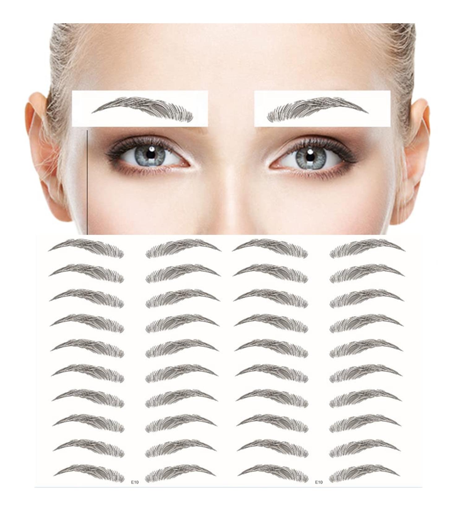 20 Pairs Eyebrow Tattoo Stickers Benuomi Black Waterproof Eyebrow Transfers Stickers Peel Off 6D Eyebrow Tattoo Sticker Nature False Eyebrows Hair-Like Long Lasting Tattoo Eyebrow for Woman Makeup Tool (E10)