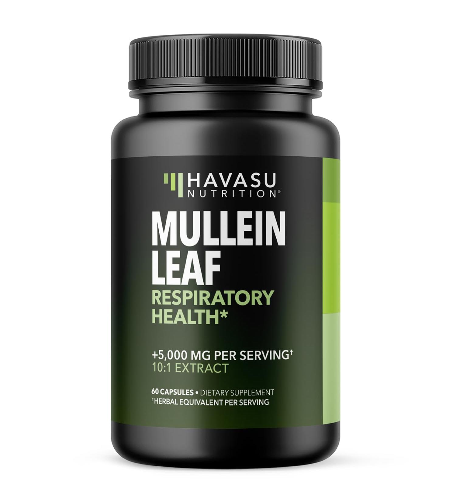 Mullein Leaf Capsules for Respiratory Health - 5000mg Extract 10:1 for Lung Support and Immune Function - 60 Count - Vegan Non-GMO Capsules - Herbal Supplement for Daily Wellness - 2 Month Supply 60 Count (Pack of 1) - Buy Online on GoSupps.com