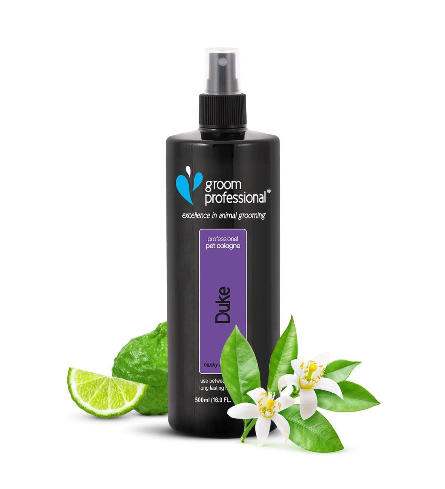 GROOM PROFESSIONAL Duke Dog Cologne Spray - Dog Perfume Spray - Dog Spray for Smelly Dogs - Masculine Scent - Contains Chamomile Extracts to Soothe Sensitive Skin - Long-Lasting Scent 500ml 500 ml (Pack of 1) - Buy Online on GoSupps.com