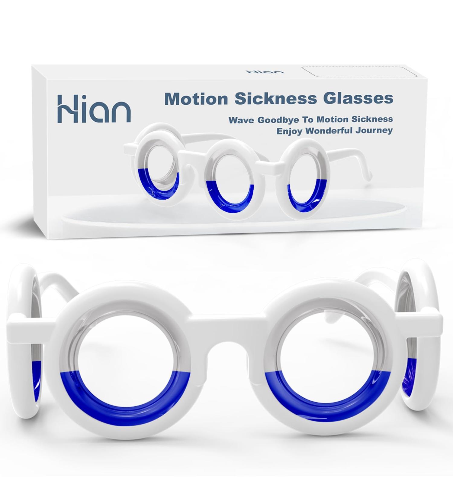 Hion Motion Sickness Glasses - Anti-Nausea Relief for Car, Air, and Sea Sickness - No-Lens Liquid Glasses for Adults and Kids (1 pair) - Buy Online on GoSupps.com