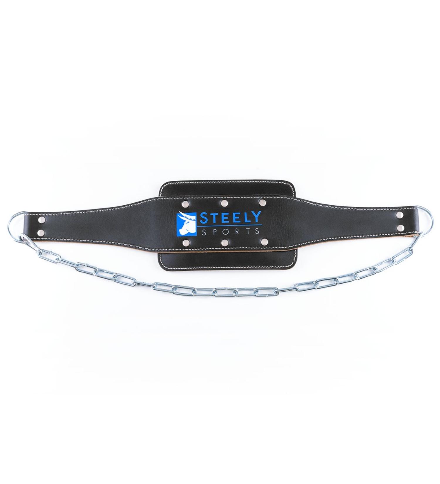 Steely Sports Leather Dip Belt - Adjustable Training Belt with Chain for Pull-Ups & Dips - Ideal for Strength Training & Gym Use - Buy Online on GoSupps.com