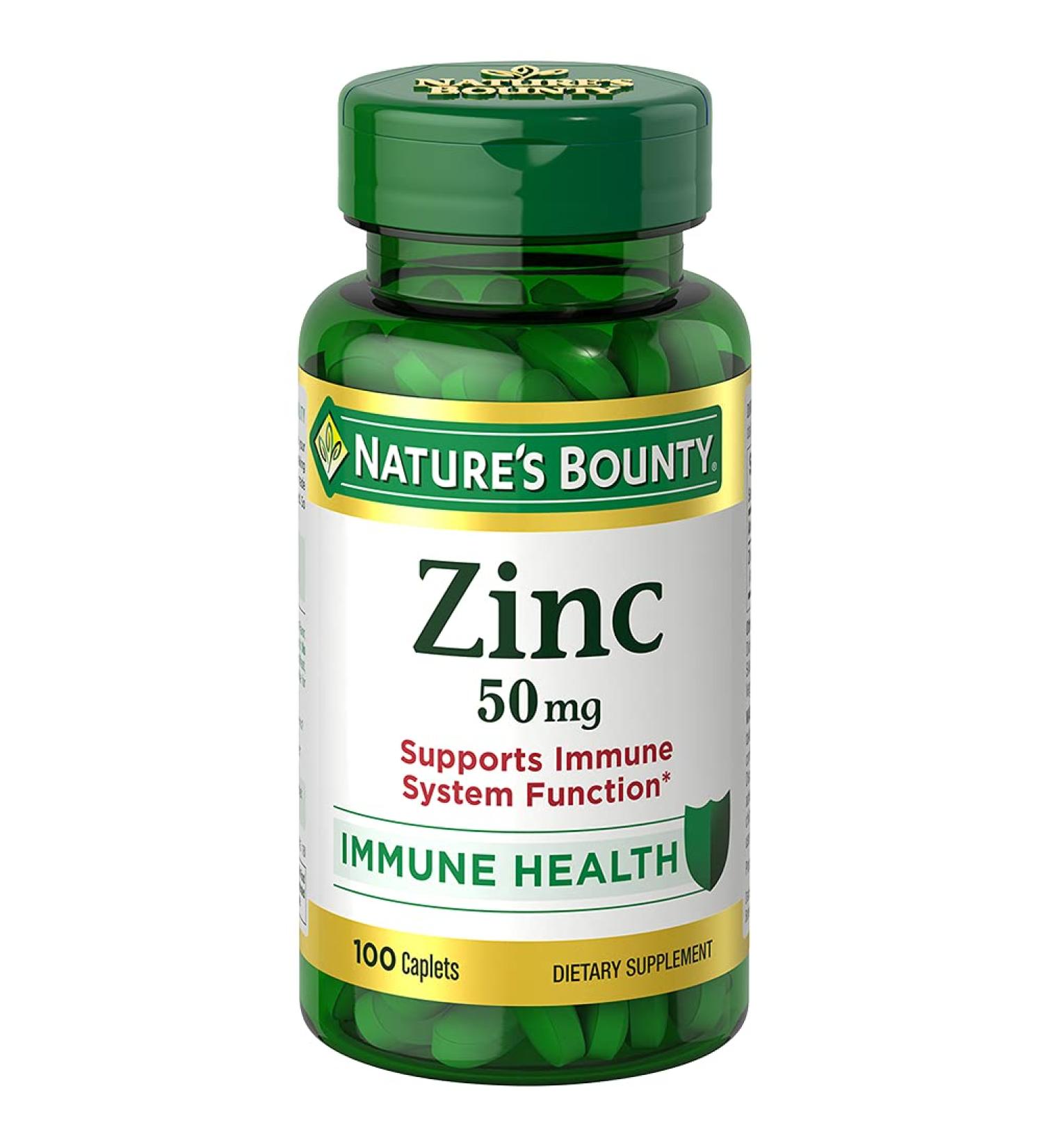 Nature's Bounty Zinc 50 mg Caplets - 100 Count (Pack of 2) | Unflavored - Immune Support Supplement - Buy Online on GoSupps.com