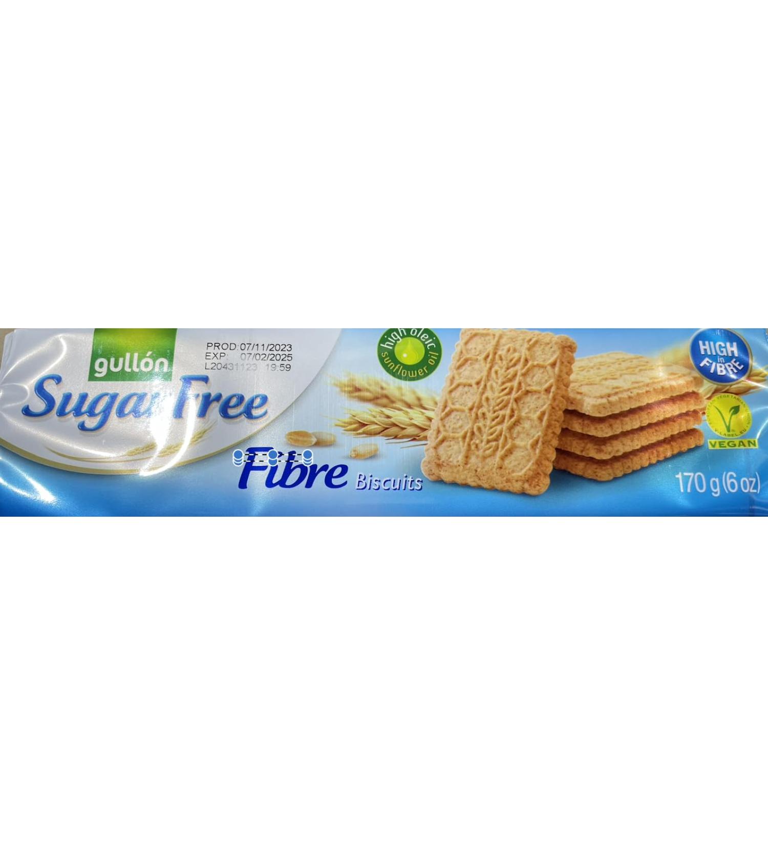 Gullon Sugar Free Fibres Biscuits 170g (Pack of 5) with Bonus Sugar Free Ice Pop - Great For Gifting In All Occasions Enjoy All Year Round