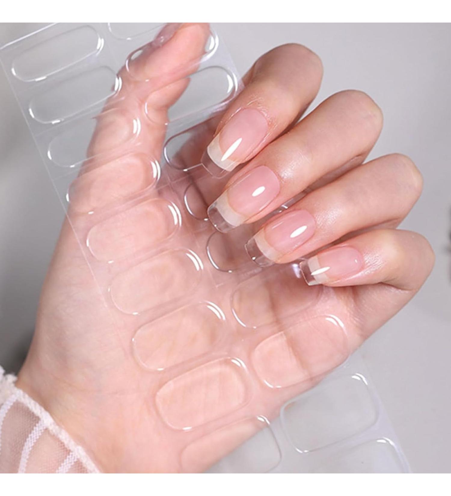 Semi Cured Gel Nail Polish Strips Gel Nail Stickers 22 Stickers Nail Wraps Soft Self-Adhesive Gel Nail Stickers Clear Gel Nail Strips - UV/LED Lamp Required - Buy Online on GoSupps.com