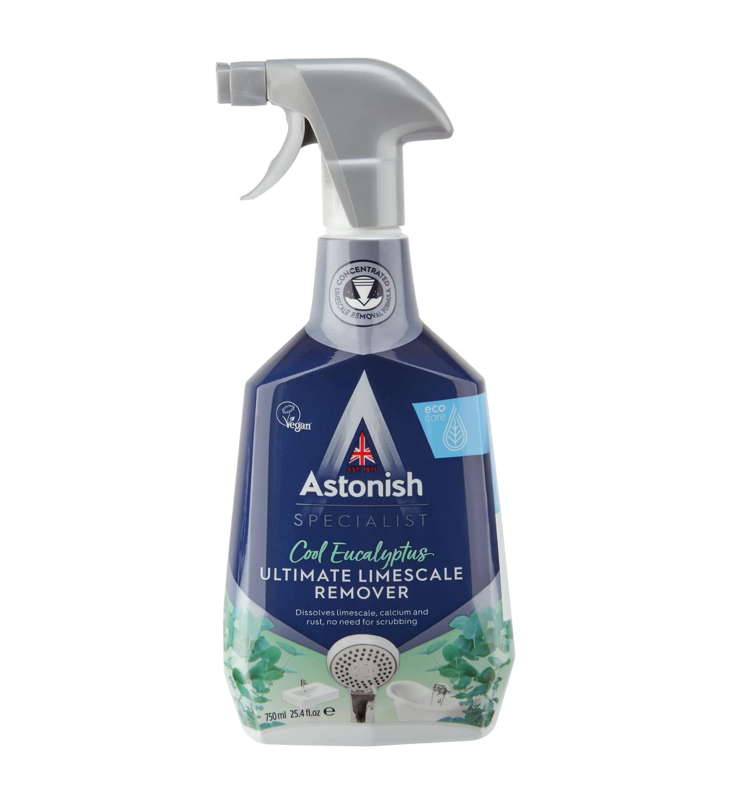 Astonish Ultimate Limescale Remover Cool Eucalyptus 750ml Spray Bottle - No Scrub Cleaner for Hard Water, Rust & Calcium - Cruelty Free Bathroom & Kitchen Solution - Buy Online on GoSupps.com