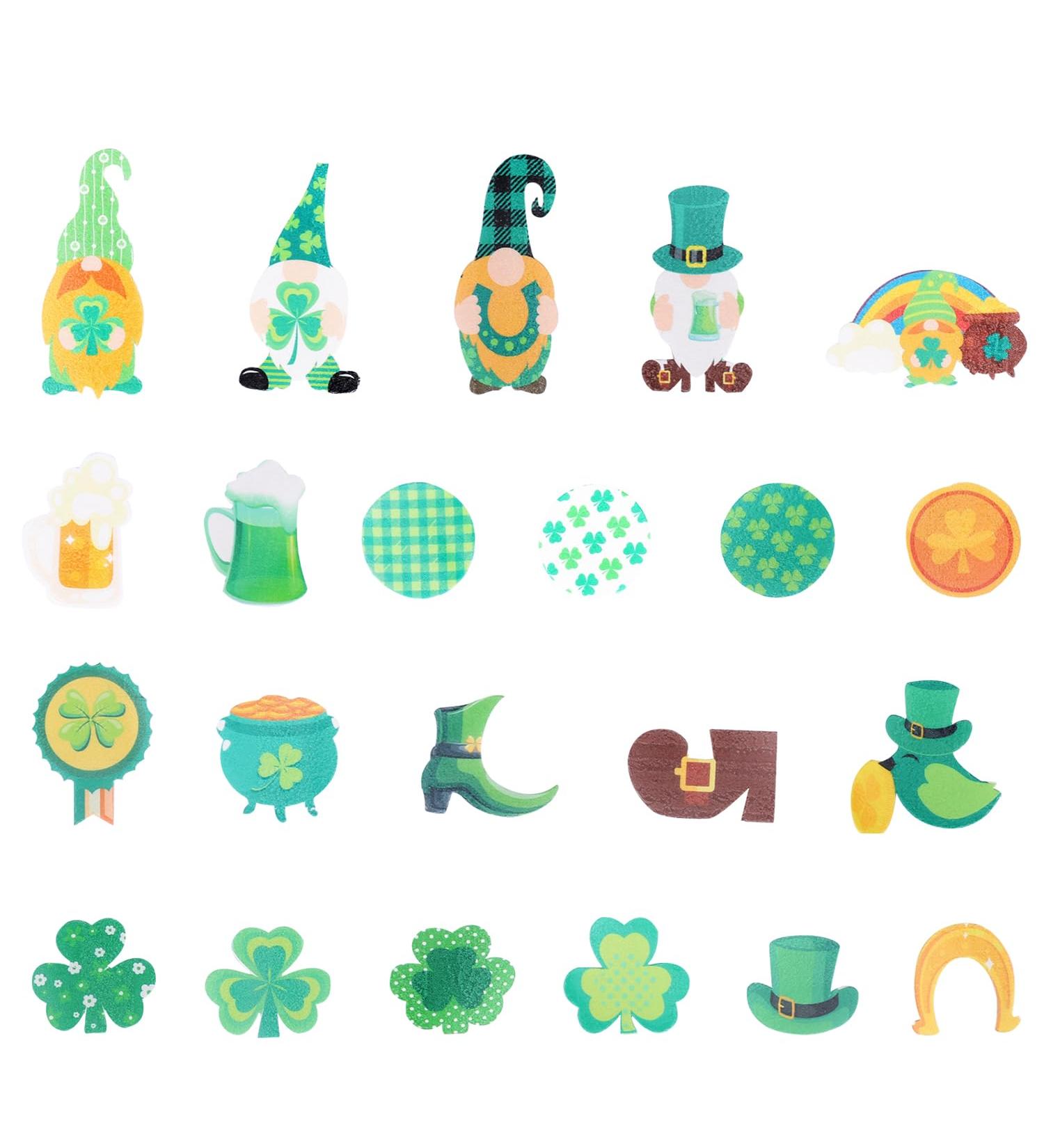 St Patrick's Day Cupcake Toppers Stickers Multi-pieces Cake Decorations Shamrock Theme Party Favors Supplies Various Shapes and Patterns (B) - Buy Online on GoSupps.com