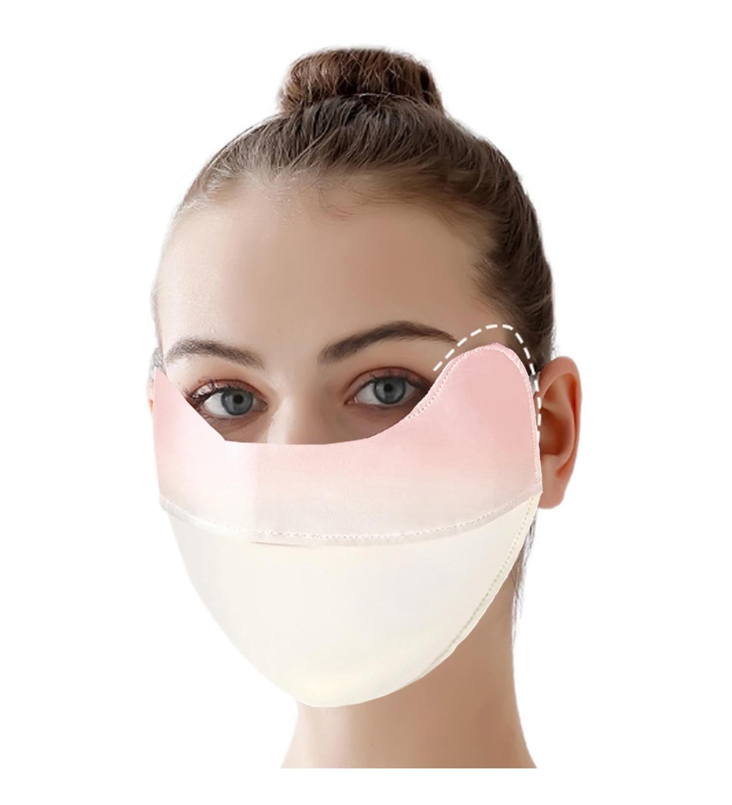 Nubamzy UV Protection Face Masque | Breathable UV Protection Ice Silk Face Shield | Reusable Sun Shield Face for Women 3D Eye Protection for Fishing Hiking Cycling Gradient bean paste - Buy Online on GoSupps.com