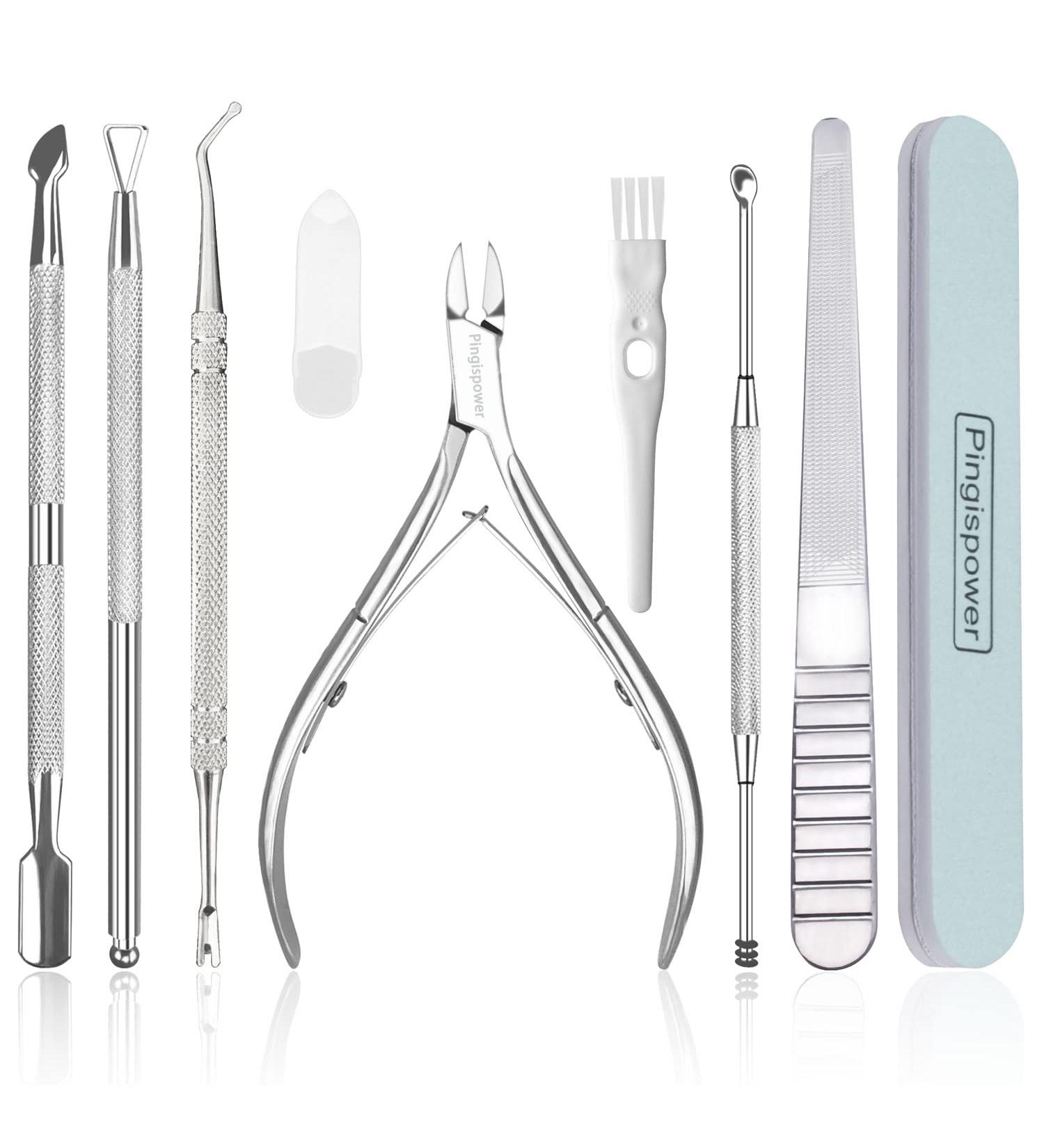 Professional 9PCS Cuticle Trimmer and Pusher Set - Premium Stainless Steel Care Kit for Nails - Buy Online on GoSupps.com