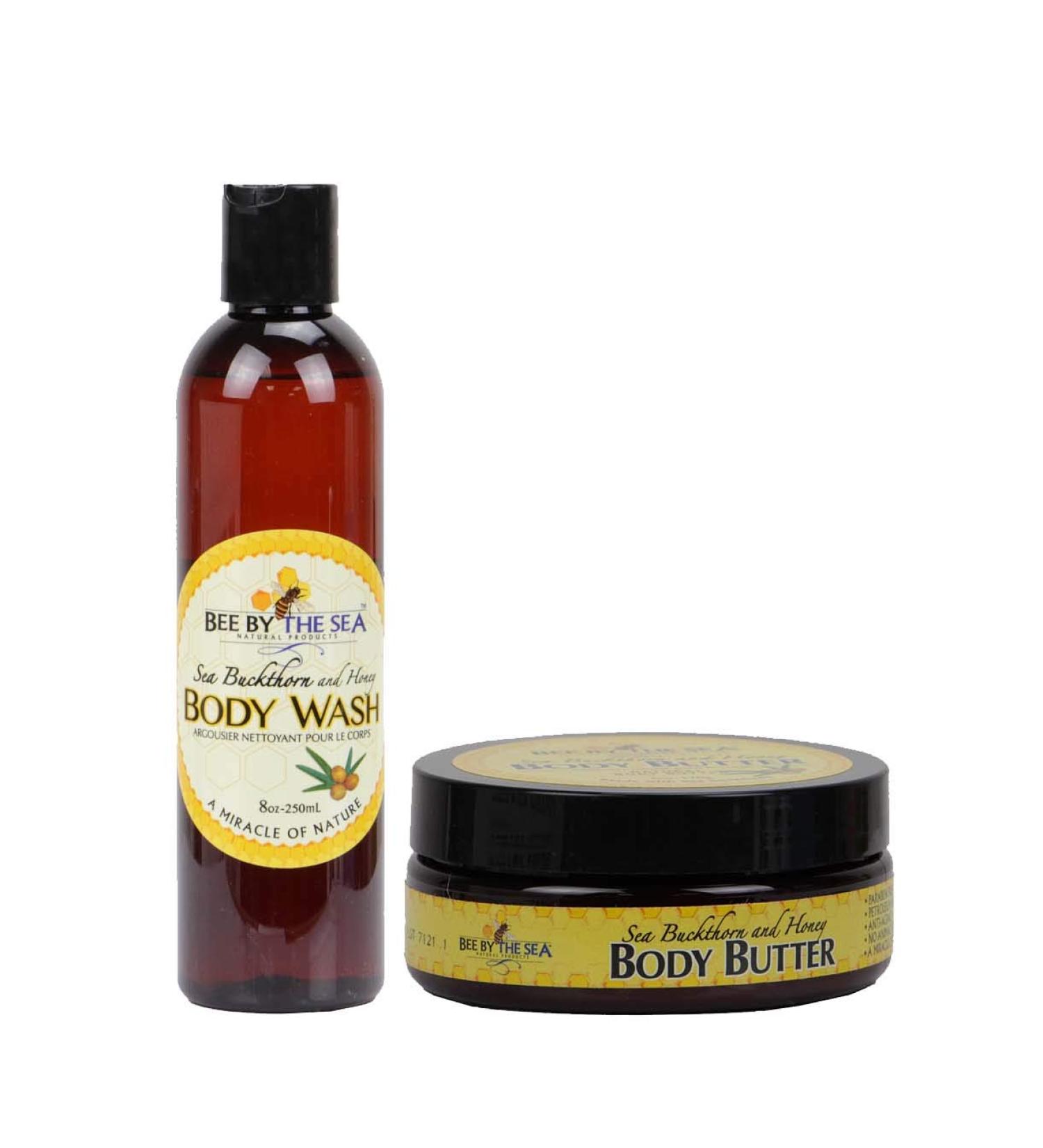 Bee By The Sea Body Wash and Body Butter Skin Care Bundle Set Naturally Enriched with Sea Buckthorn and Honey for All Skin Types - Buy Online on GoSupps.com