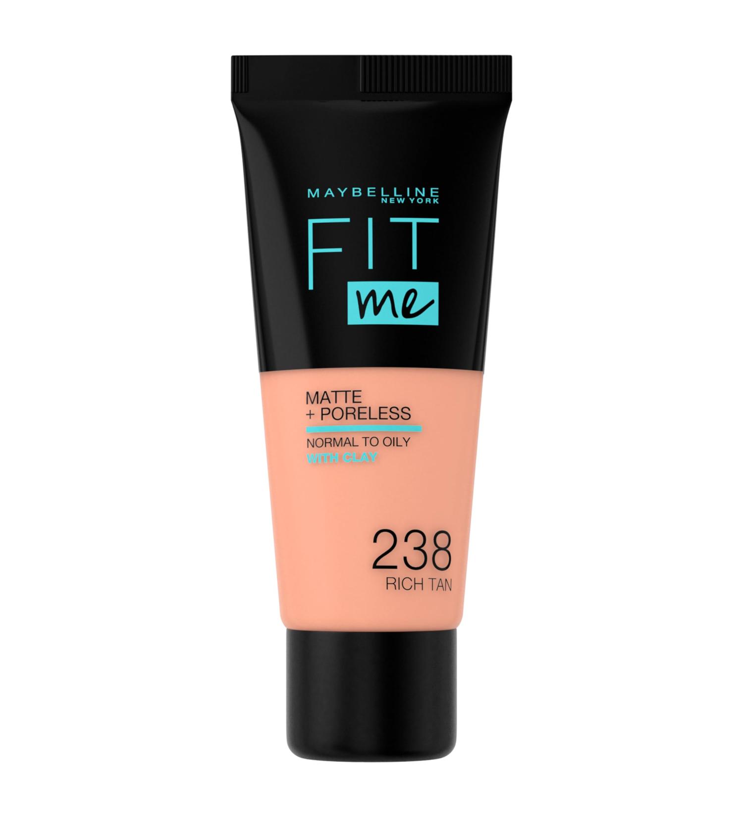 Maybelline Fit Me! Matte & Poreless Makeup No. 238 Rich Tan - 30ml Liquid Foundation for All Skin Types Lightweight Moisturizing Coverage - Buy Online on GoSupps.com