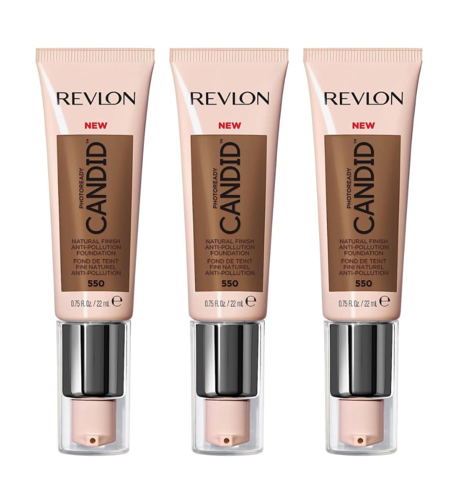 3 x Revlon Photoready Candid Natural Finish Foundation 22ml - 550 Mocha