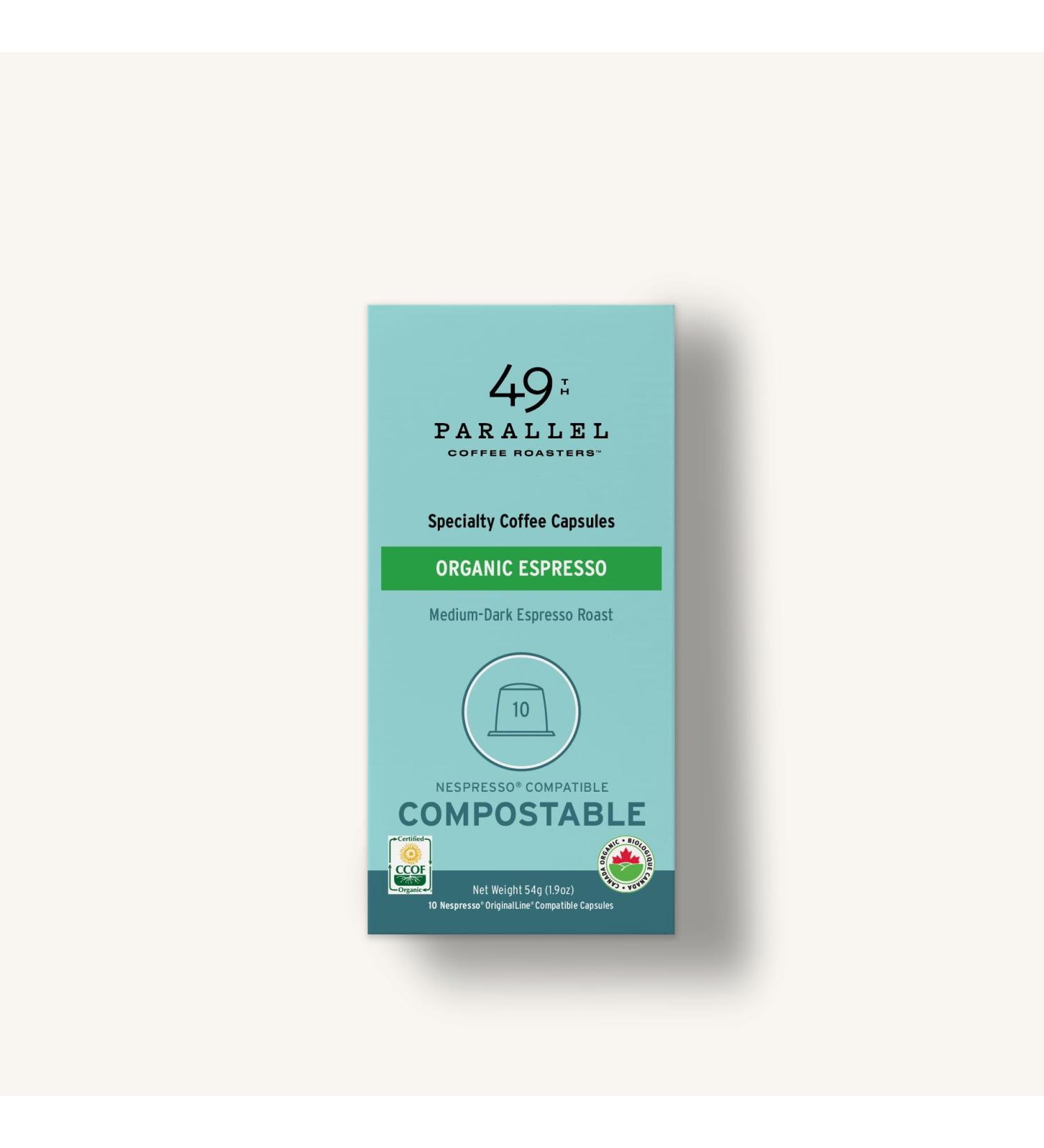 49th Parallel Coffee Roasters - Specialty Coffee Capsules (Organic Espresso Capsules 10 pack 1.9Oz) Organic Espresso Capsule 1 count (Pack of 10) - Buy Online on GoSupps.com