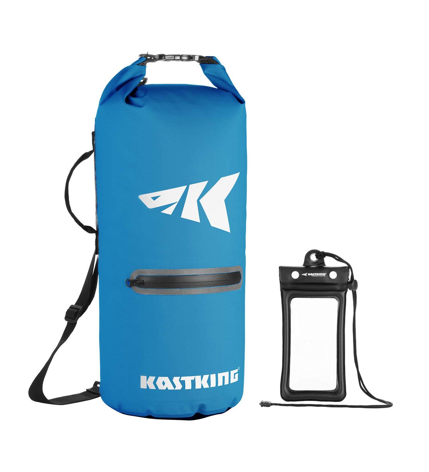 KastKing Cyclone Seal Dry Bag - 100% Waterproof with Phone Case & Zippered Pocket - Sky Blue 30L | Ideal for Beach, Fishing, Kayaking, Boating, Camping, Hiking, Biking, Skiing - Buy Online on GoSupps.com