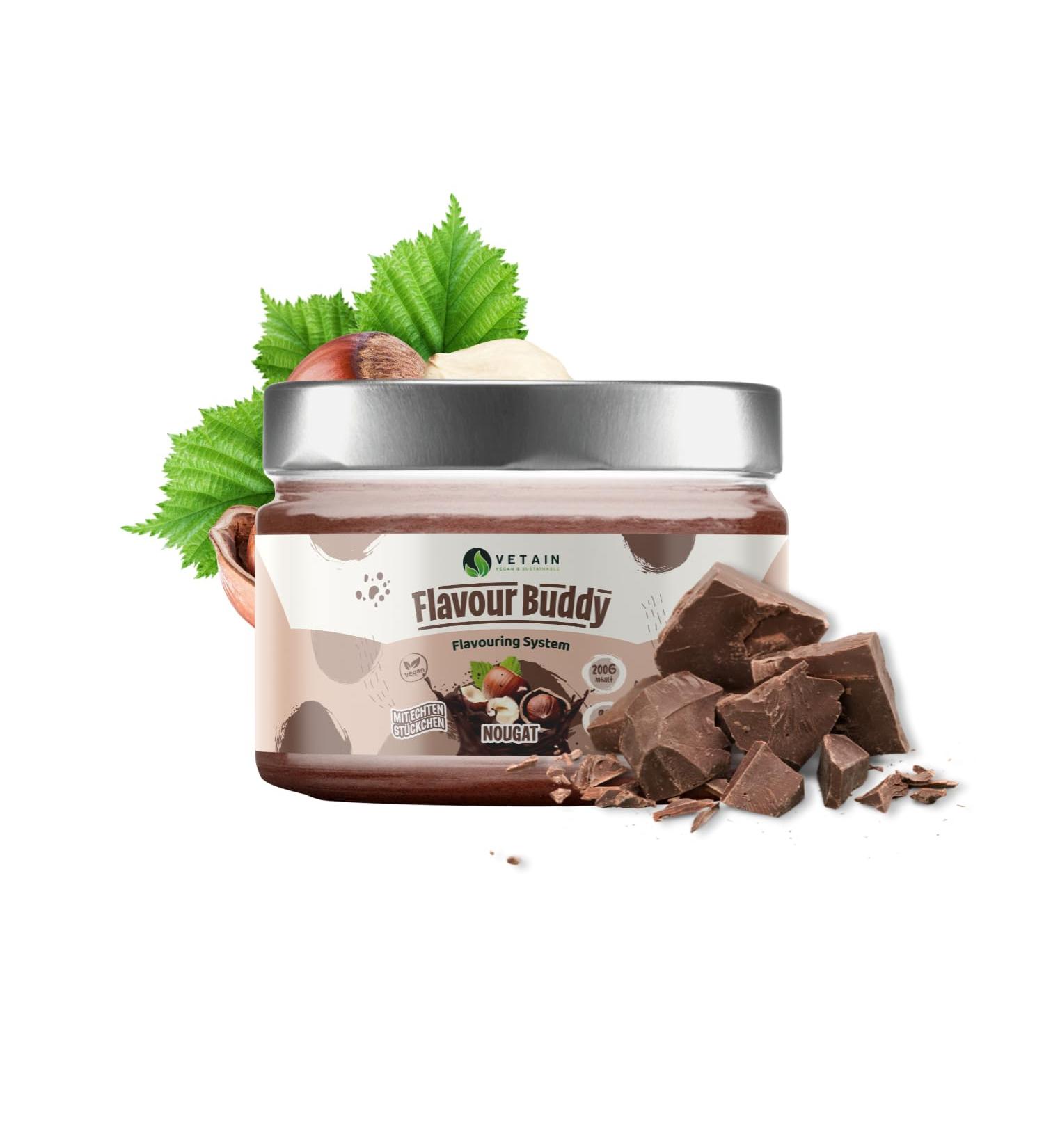 Vetain Flavor Buddy Nuss Nougat 200g - Natural Low-Calorie Taste Powder with Real Pieces - High Solubility - Made in Germany | International Shipping - Buy Online on GoSupps.com