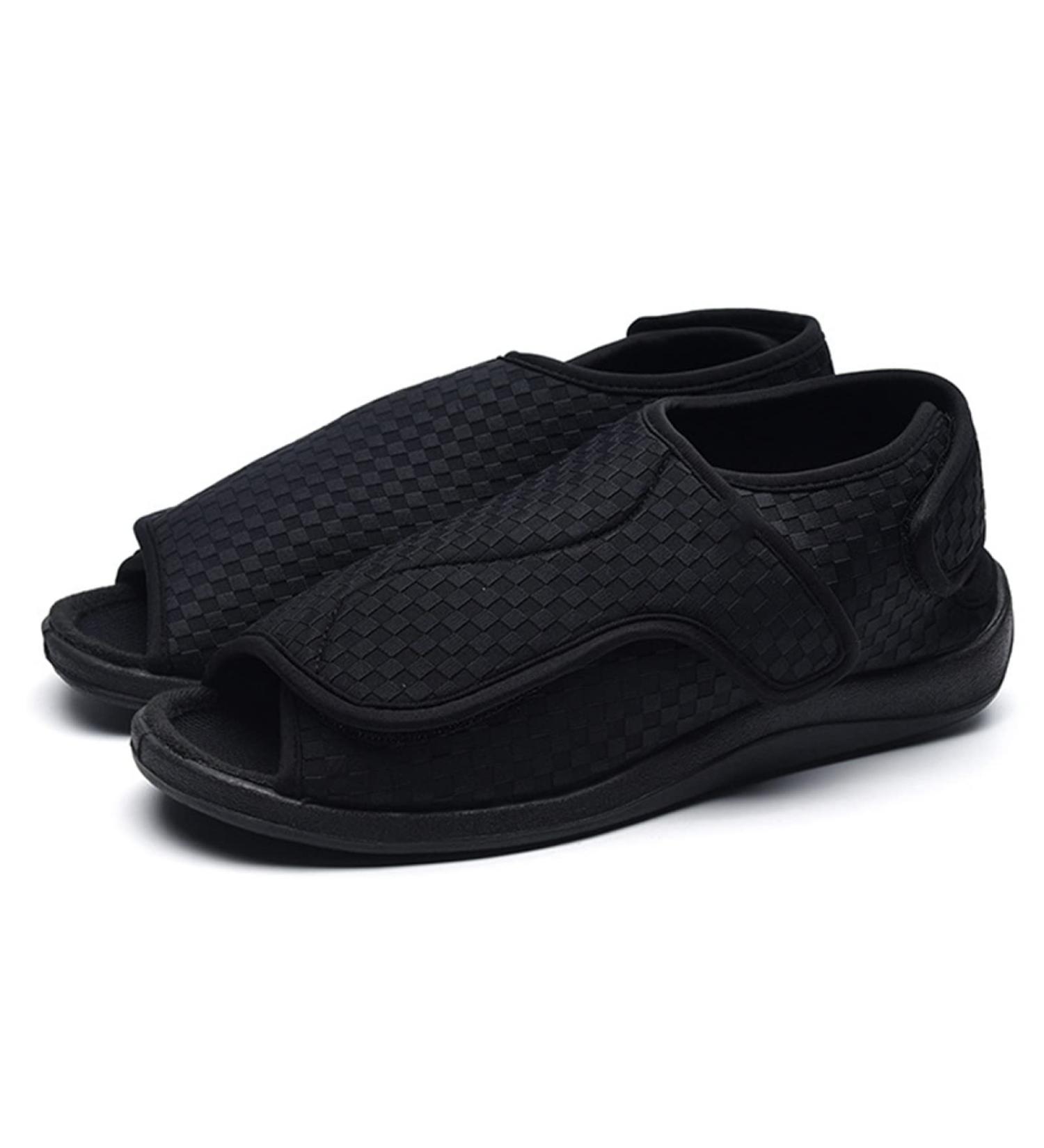 GWQDJ Diabetic Sandals for Women - Open Toe Adjustable Arthritis Edema Slippers - Black - Size 35 (Men 4/Women 4.5) - Buy Online on GoSupps.com