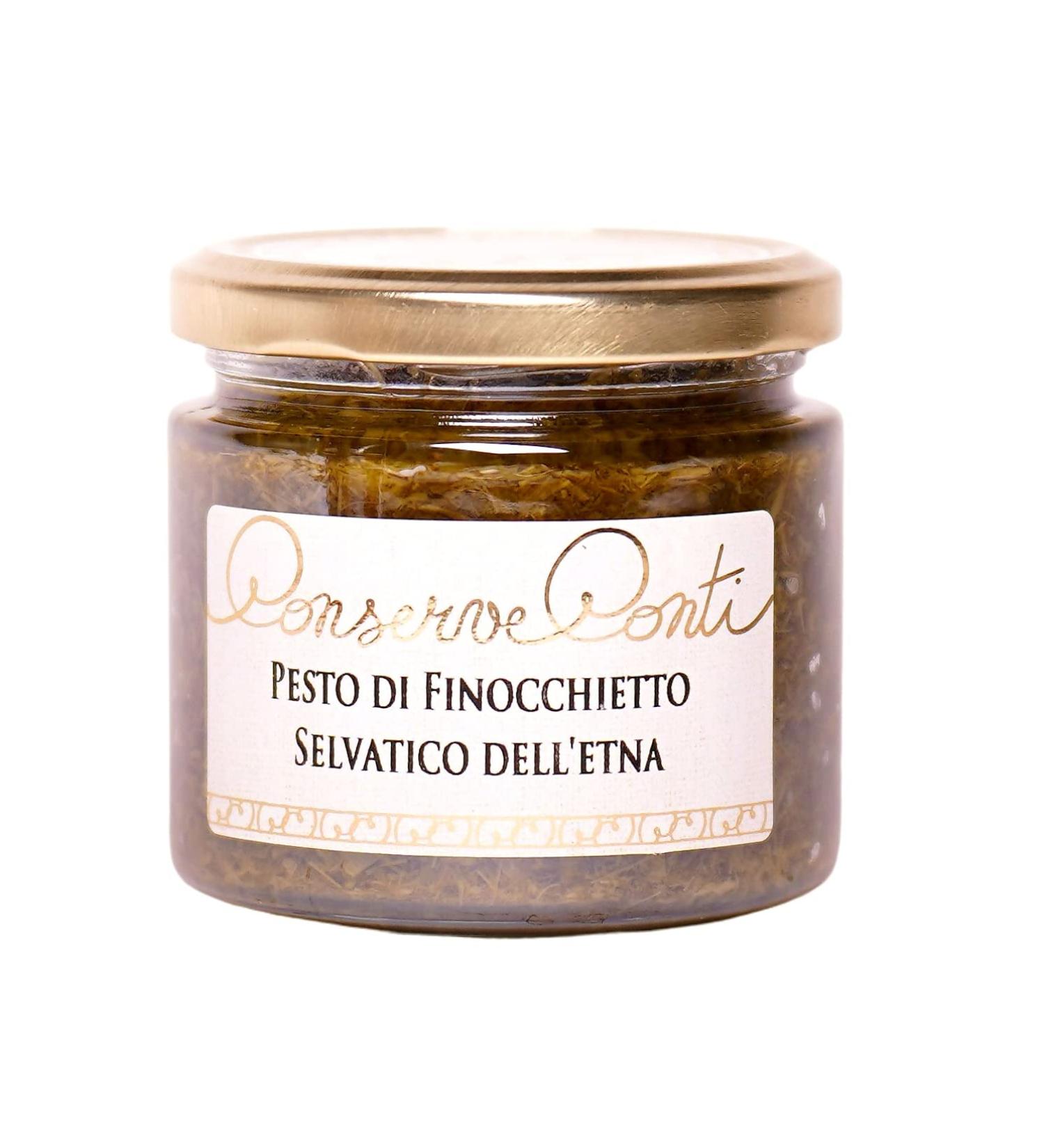 Wild fennel pesto from Etna with extra virgin olive oil - Vase of ml. 212 - artisanal production Conserve Conti - Buy Online on GoSupps.com