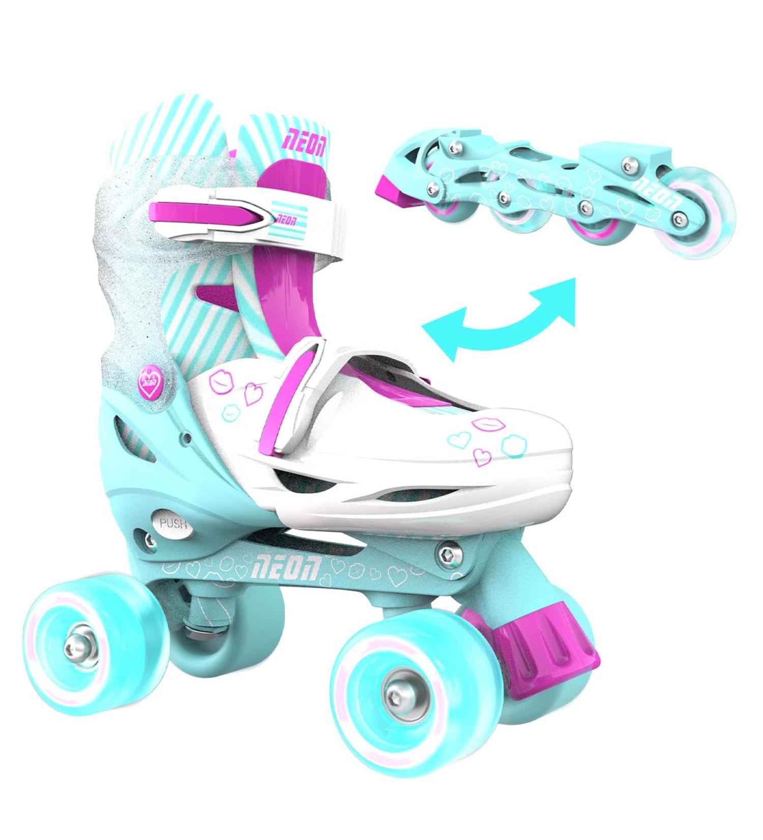 Yvolution Neon Inline Skates for Kids | Adjustable Size | Light-Up Wheels | Beginner Outdoor Skates | Boys and Girls Gift | Teal Pink 3-6 - Buy Online on GoSupps.com