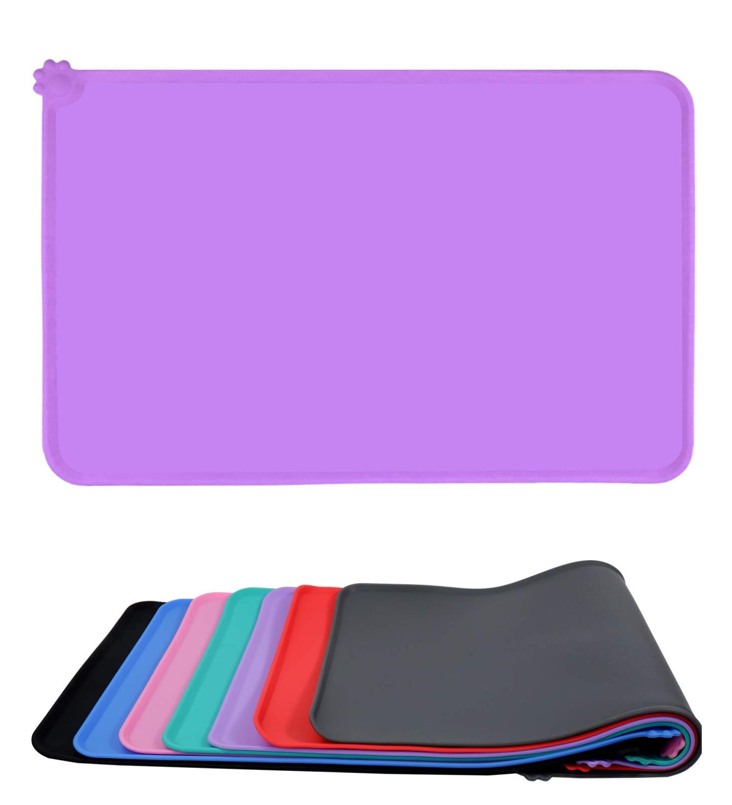 Toplory Waterproof Non-Slip Silicone Feeding Mat for Dogs & Cats - 53x37cm Purple Bowl Pad - Buy Online on GoSupps.com