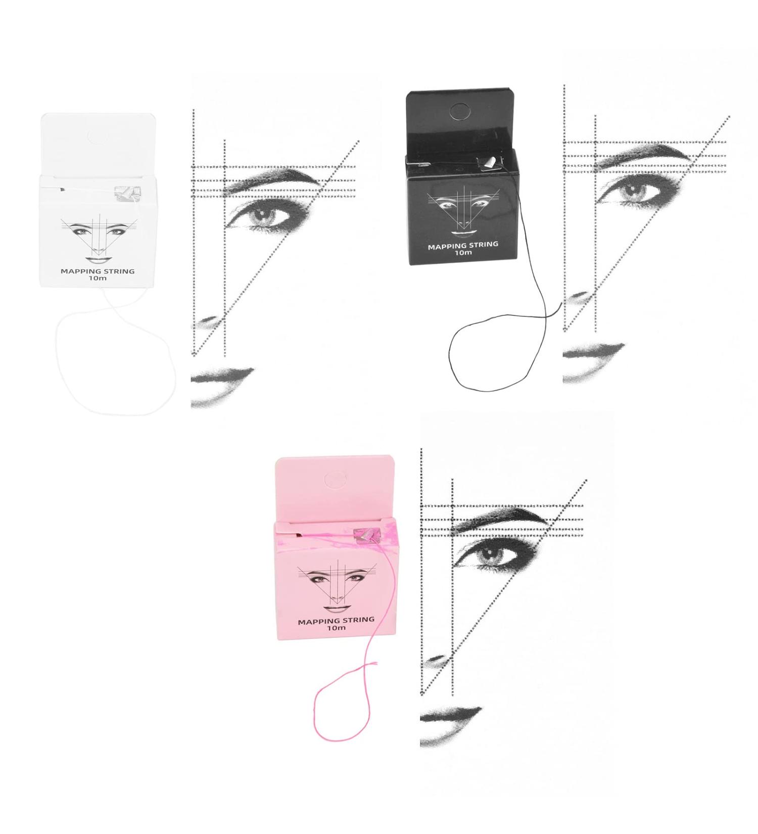  TMISHION Set of 3 pre-inked 10m x 15m eyebrow mapping measuring cords (Black/White/Pink) - Buy Online on GoSupps.com