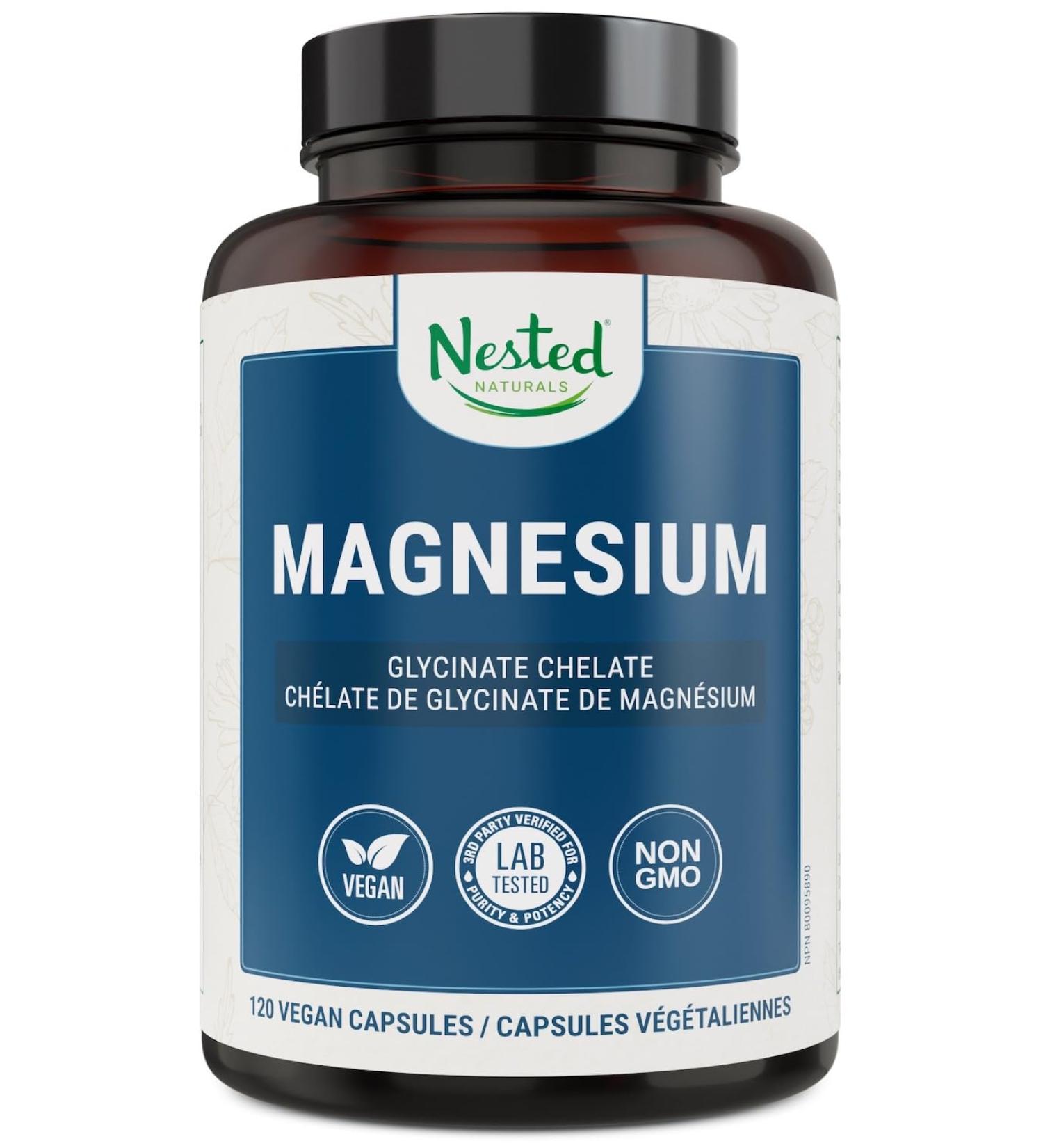 Nested Naturals Magnesium Glycinate Chelate - Magnesium Supplement for Sleep Support - Vegan Capsules - Buy Online on GoSupps.com