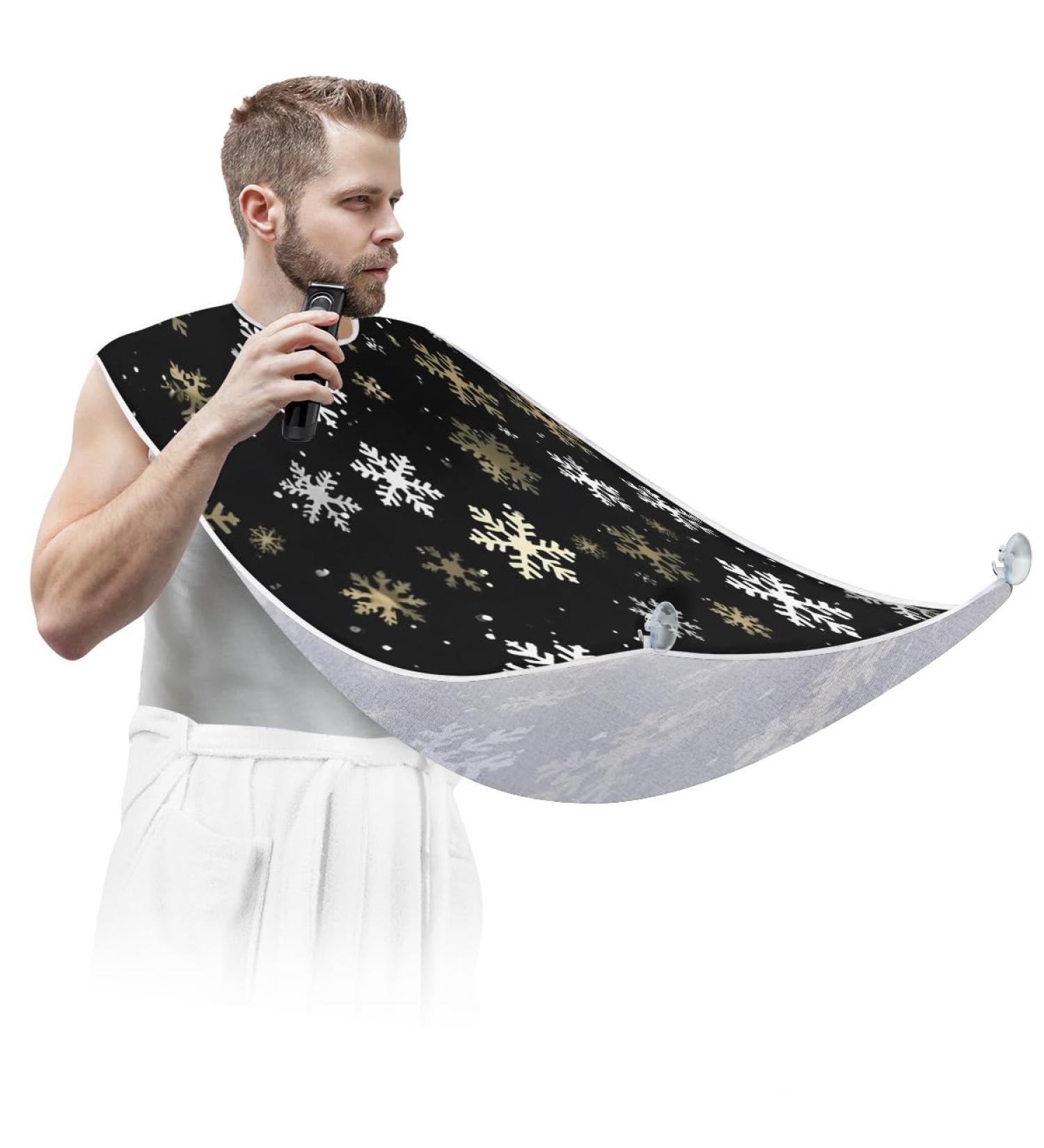 Snowflake Beard Bib Apron | Beard Hair Catcher for Men | Perfect Gifts for Dad & Husband | Fathers Day Anniversary & Christmas - Buy Online on GoSupps.com