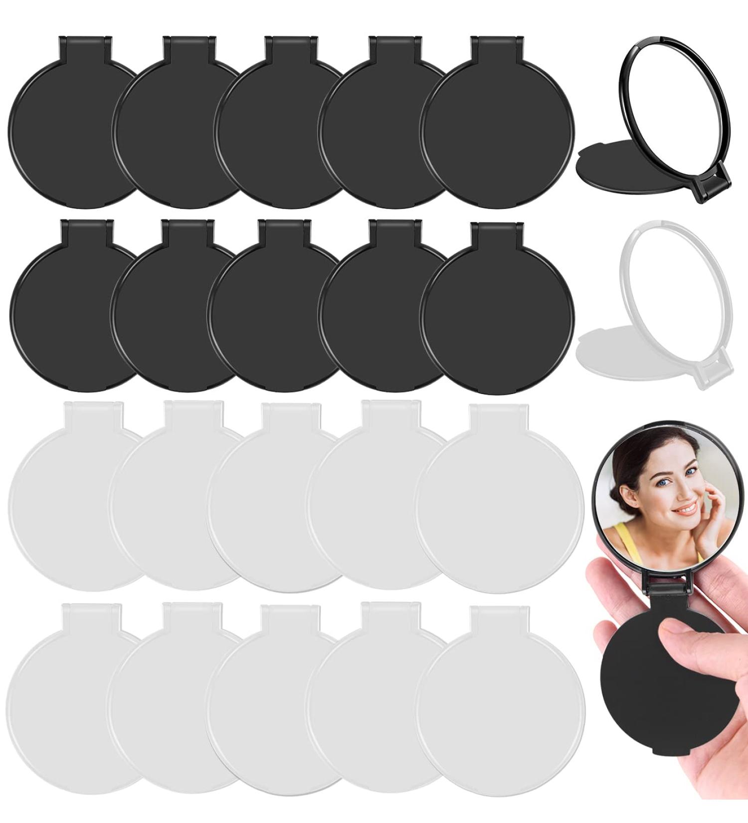 QUACOWW 20-Piece Mini Folding Compact Mirror Set for Women and Girls - Round Portable Travel Makeup Mirror (Black/White) - Buy Online on GoSupps.com