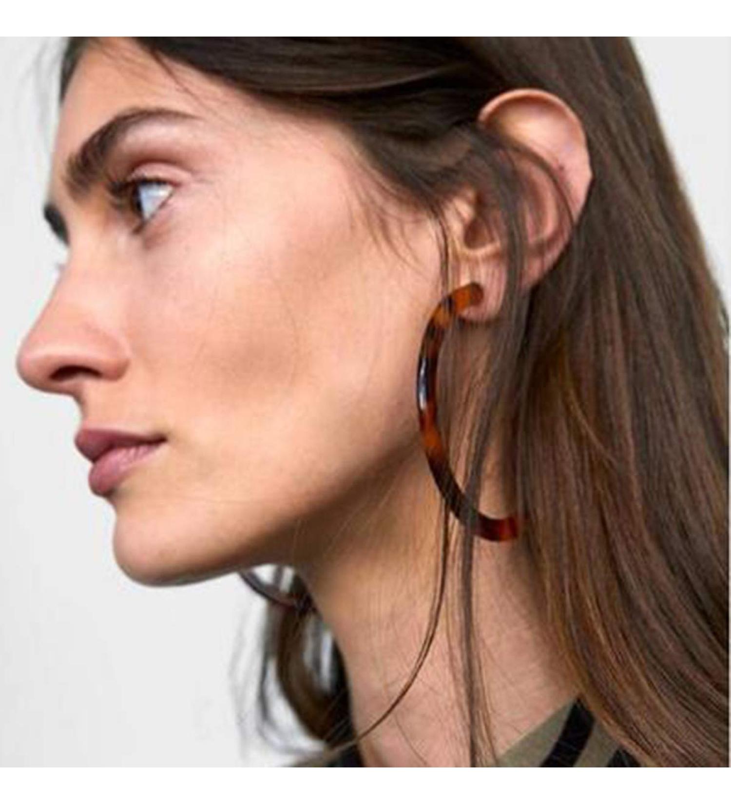 Buy DoubleNine Hoop Round Acrylic Earrings | Open Circle Geometric Dangle Bohemian Jewelry for Women & Girls - Perfect Gift (Dark - Buy Online on GoSupps.com