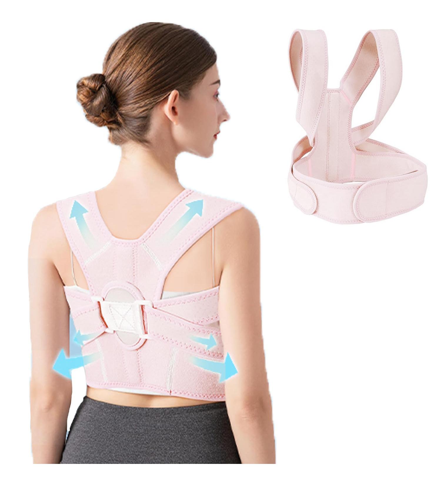 Posture Corrector for Men and Women Adjustable Back Brace Correction Belt to Improve Sitting Posture Corrector Large Pink - Buy Online on GoSupps.com