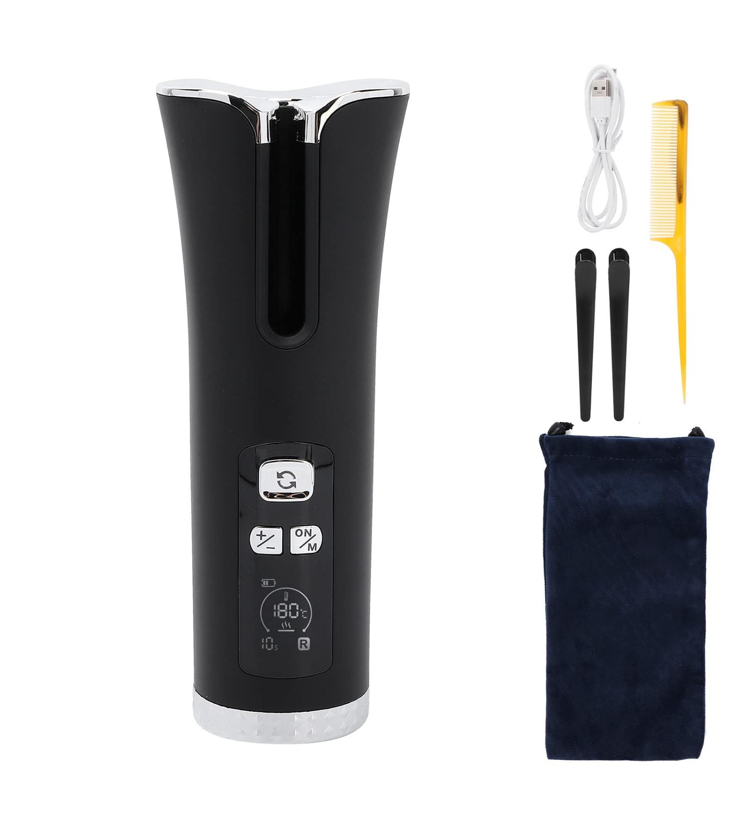 Buy Black Portable Cordless Automatic Curling Iron - Intelligent Hair Curler for Effortless Styling | International Shipping Available - Buy Online on GoSupps.com