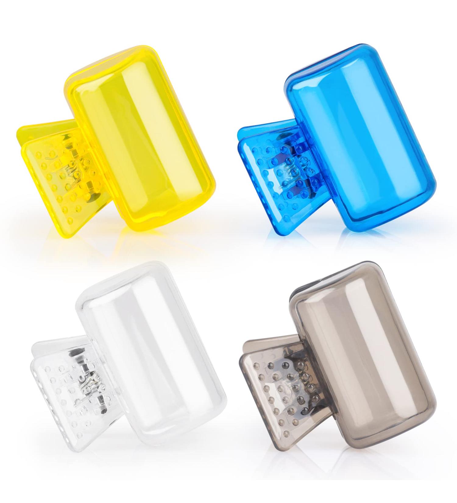4 Pack Travel Toothbrush Head Covers - Portable Dental Brush Protectors for Home, Camping, and Travel - Blue, Yellow, Grey, Clear - Buy Online on GoSupps.com