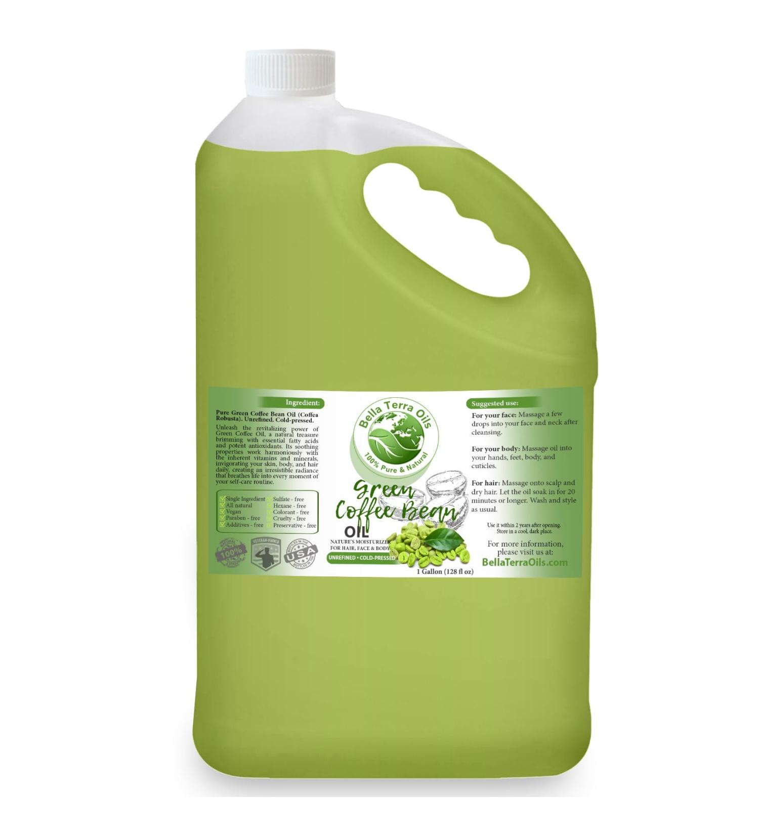Shop Bella Terra Green Coffee Bean Oil - 1 Gallon for Hair & Skin | Antioxidant-Rich Fast-Absorbing & Non-Greasy - Buy Online on GoSupps.com