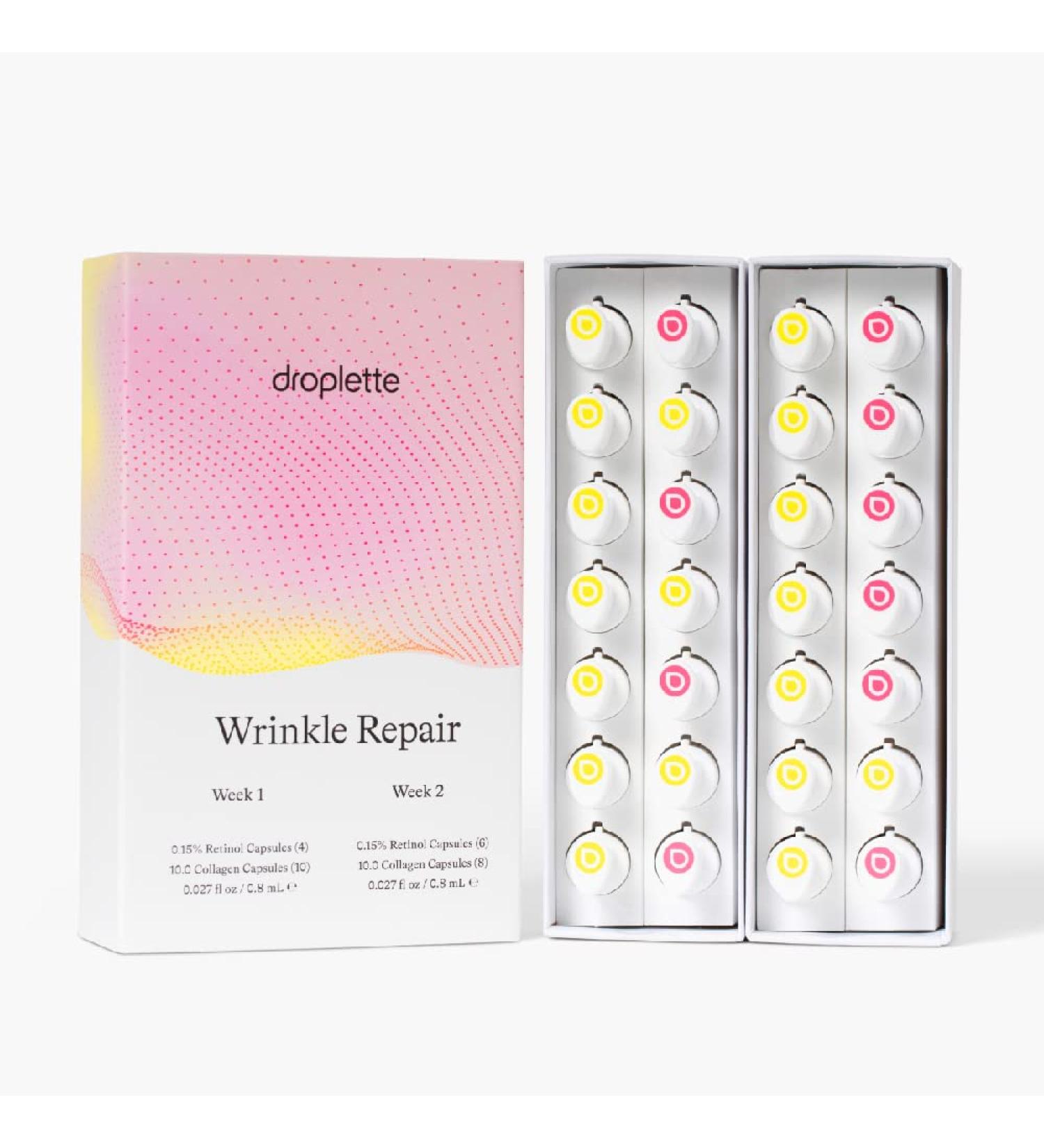 Droplette Wrinkle Repair Refill Capsules | Anti-Aging Face Smoothing & Firming with Collagen & Retinol - Reduces Fine Lines & Wrinkles (28 Count - Buy Online on GoSupps.com