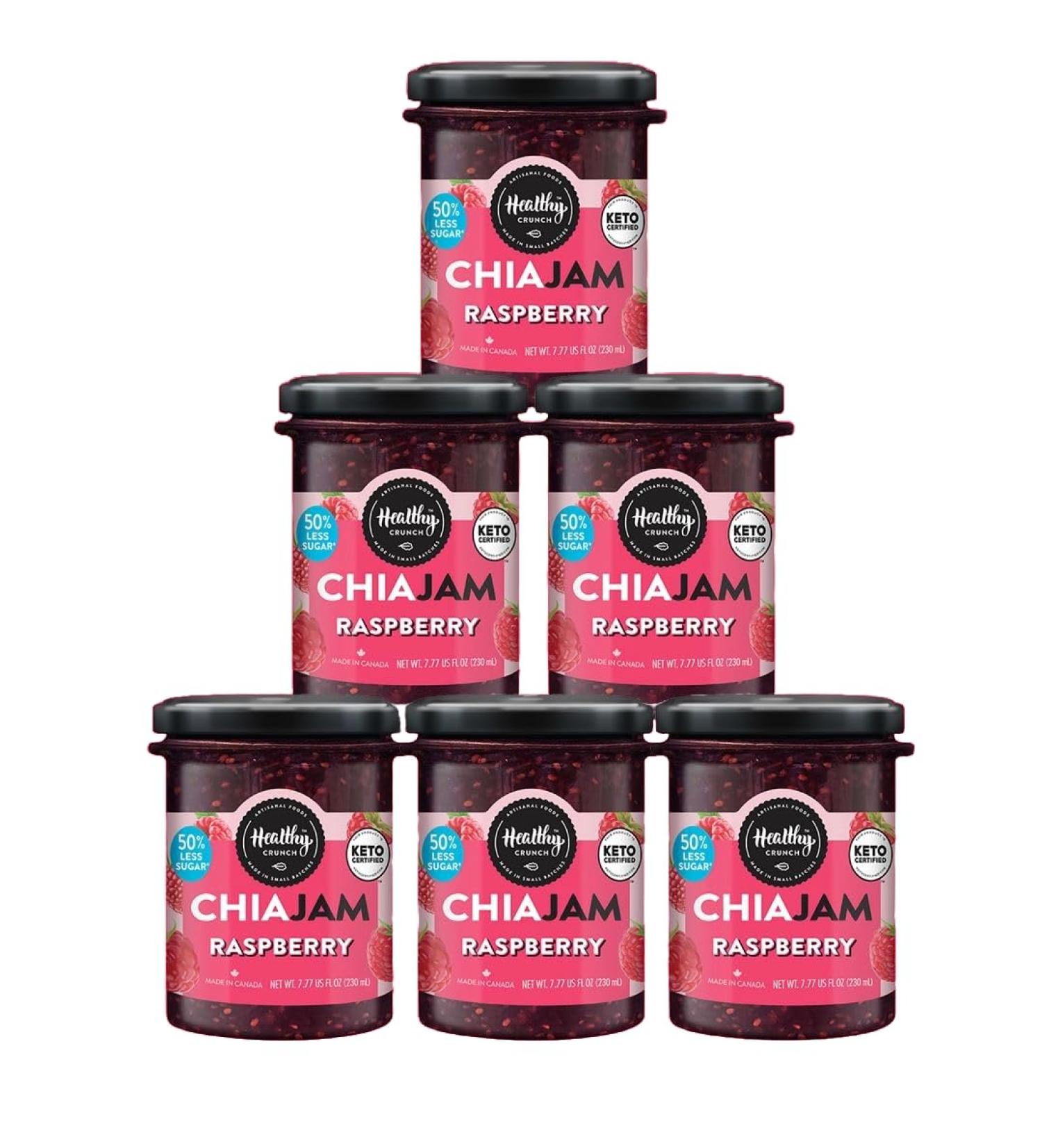 Healthy Crunch Delicious Raspberry Flavor Chia Jam - 6 Units x230ml - No Sugar Added Keto Friendly Low Calorie Zero Calorie Sugar Free Jam Low Carb - Perfect for Paleo/Keto Diet - Buy Online on GoSupps.com