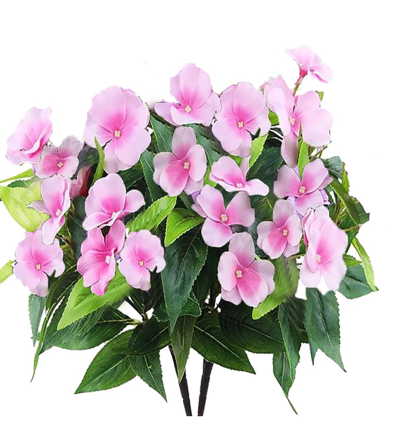 FERIAL Artificial Impatiens Bouquet Faux Impatiens Bushes Pink for Patio Lawn Garden Wedding Photo Outdoors Pot Hanging Basket Porch Decoration Purplepink - Buy Online on GoSupps.com