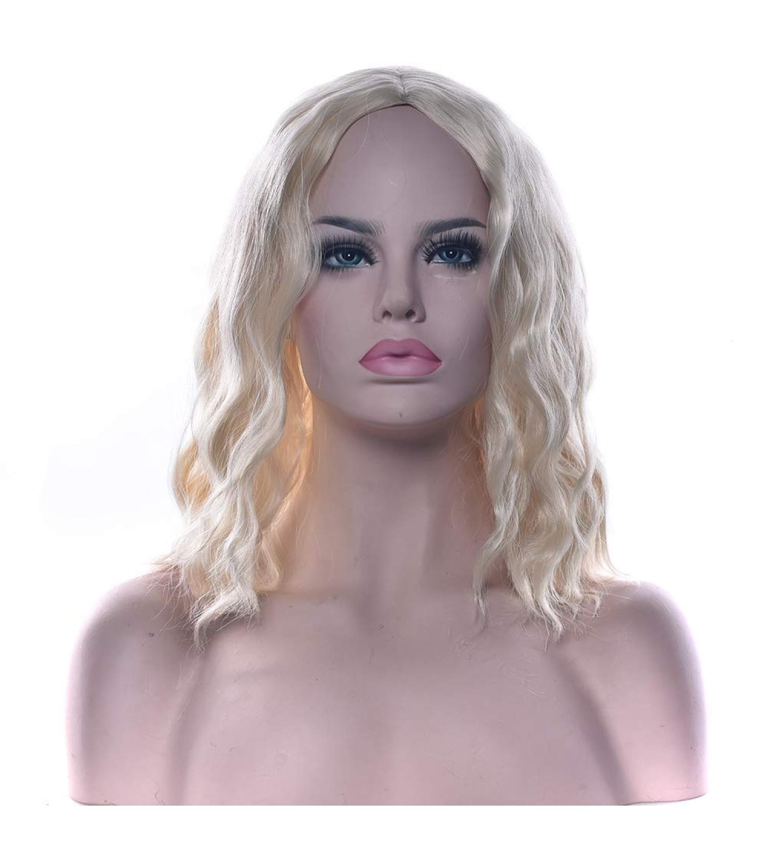 LFMDJF Short Wavy Black Blonde Wigs Synthetic Hair Hair Pieces Party Hair Red Gray Wig for Women 12inches RED 613C