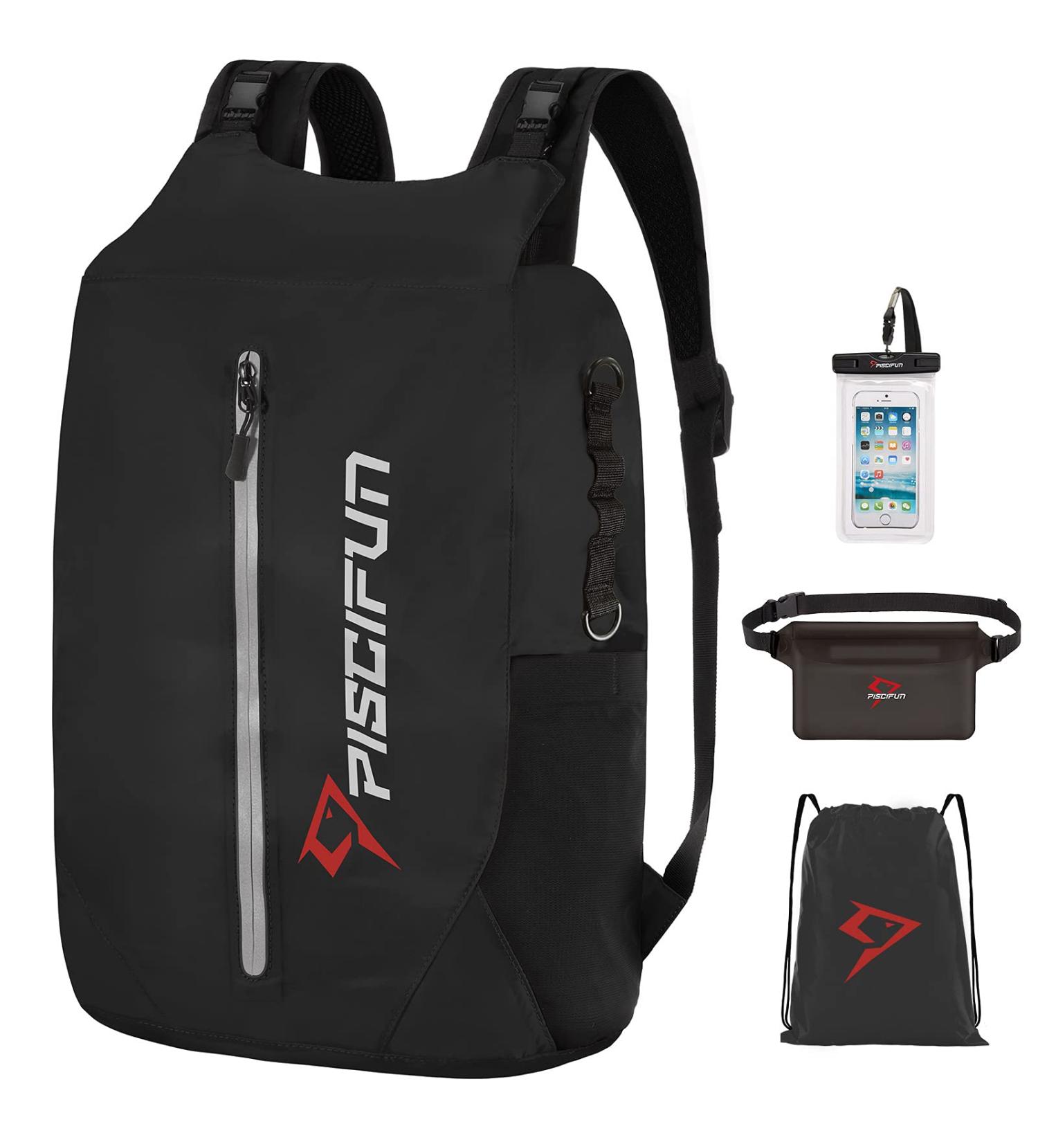 Piscifun LT 20L Waterproof Dry Bag Backpack with Waist Pouch & Phone Case - Lightweight and Durable for Kayaking, Camping, Beach, Boating & Swimming - Buy Online on GoSupps.com