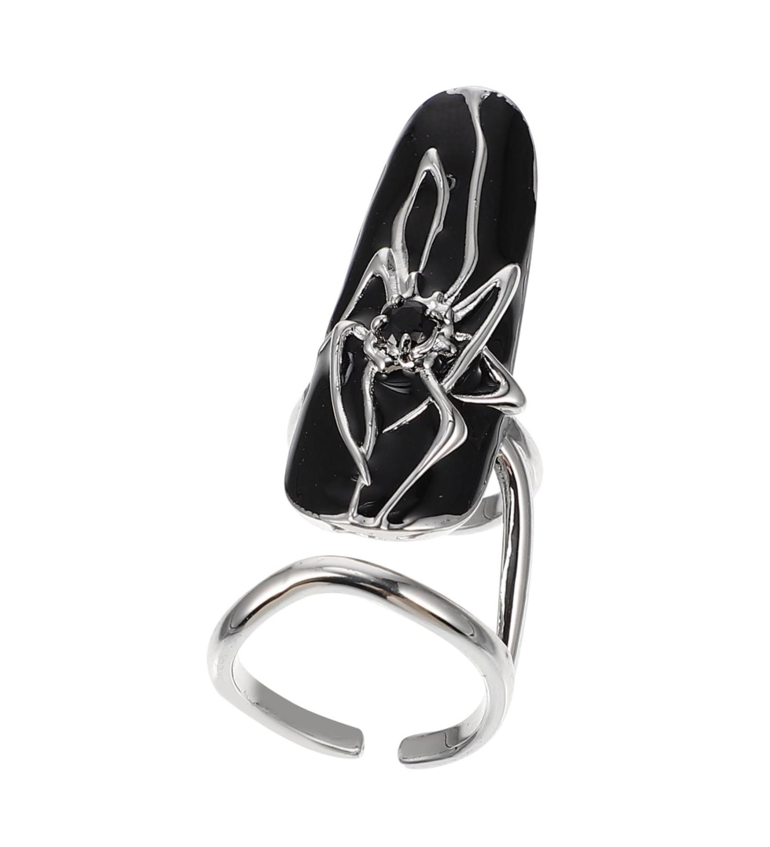 minkissy Spider Nail Ring Rings for Women Nail Art Charm Full Ring Gothic Vampire Nails Halloween Nail Rings Gothic Nails Ring Press on Fake Nail Alloy Manicure Miss Jewelry 3.2X1.3X1.2CM Extended Spider - Buy Online on GoSupps.com