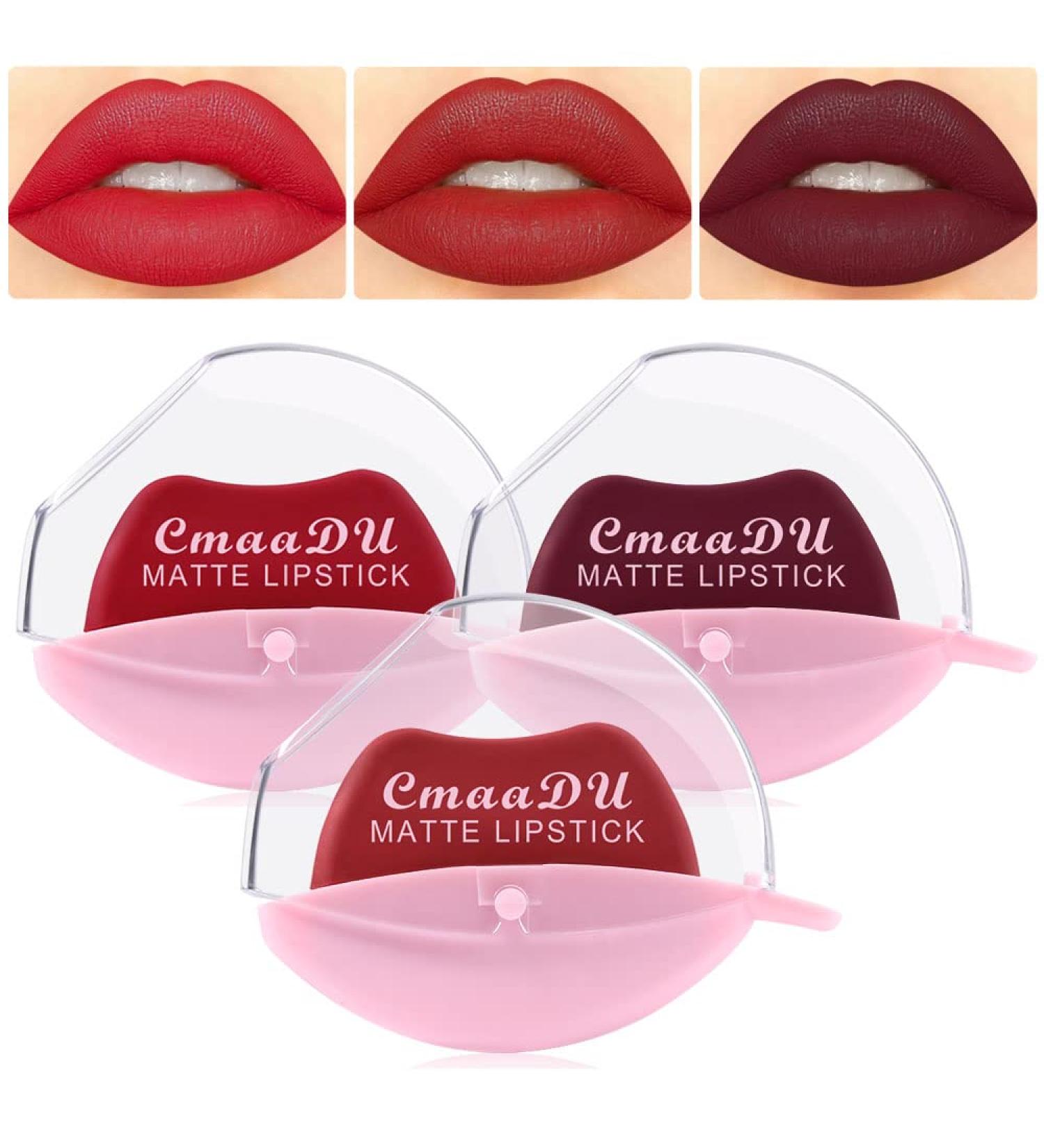 Dark Ruby Deep Red Purple Matte Velvet Lazy Lipstick Set - Long Lasting & Waterproof Lipstick Packs for Women - 3Pcs Smudge Proof Lip Stain Gloss Makeup Set (Pack of 1) - Buy Online on GoSupps.com