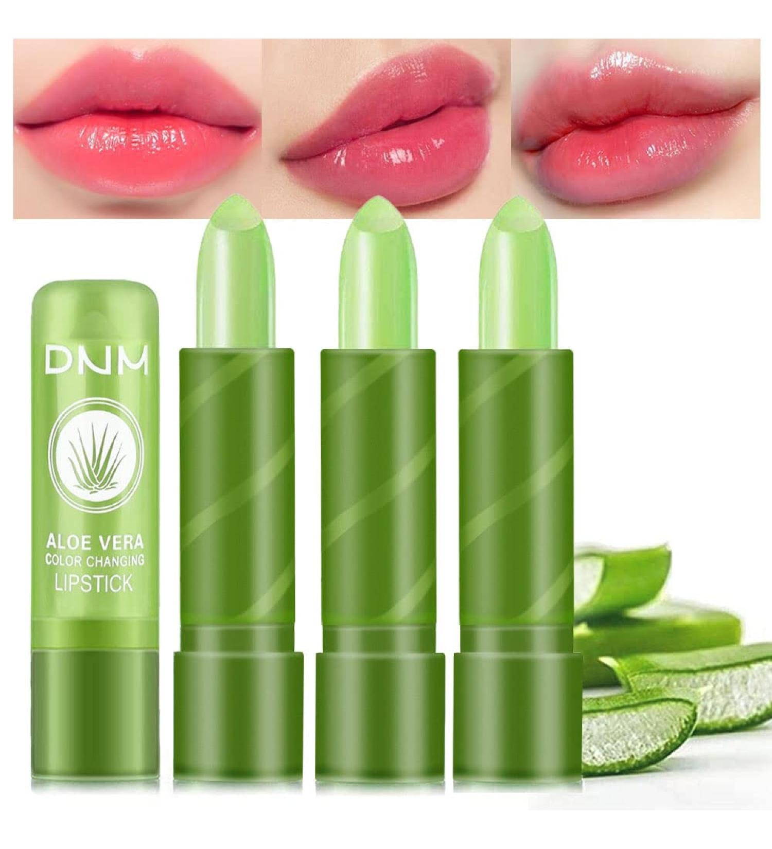 3Pcs Aloe Vera Tinted Lip Balms PH Lip Color Change Stain Gift Set - Long Lasting Korean Lipstick for Women Girls - Light Pink Lip Tint Plumper Gloss - 3 Count - Buy Online on GoSupps.com