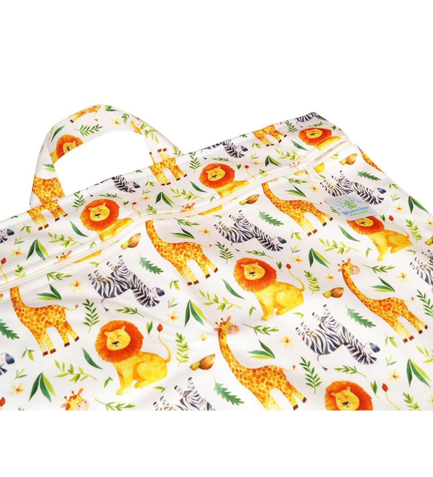 Flower hanging diaper bag XL with zipper (Zebra & Giraffe)